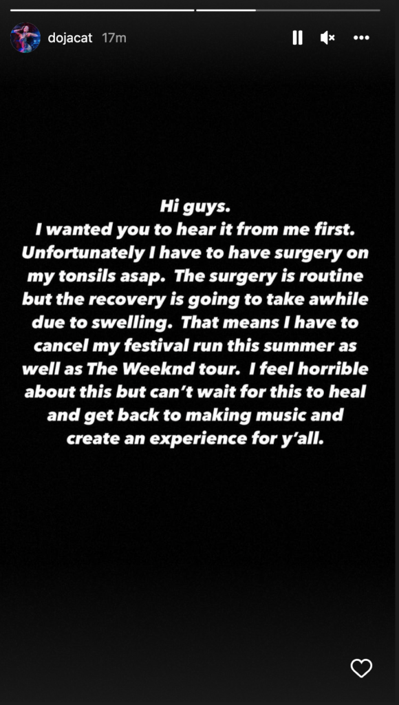 Doja Cat Bows Out Of Summer Festivals Due To Tonsil Surgery