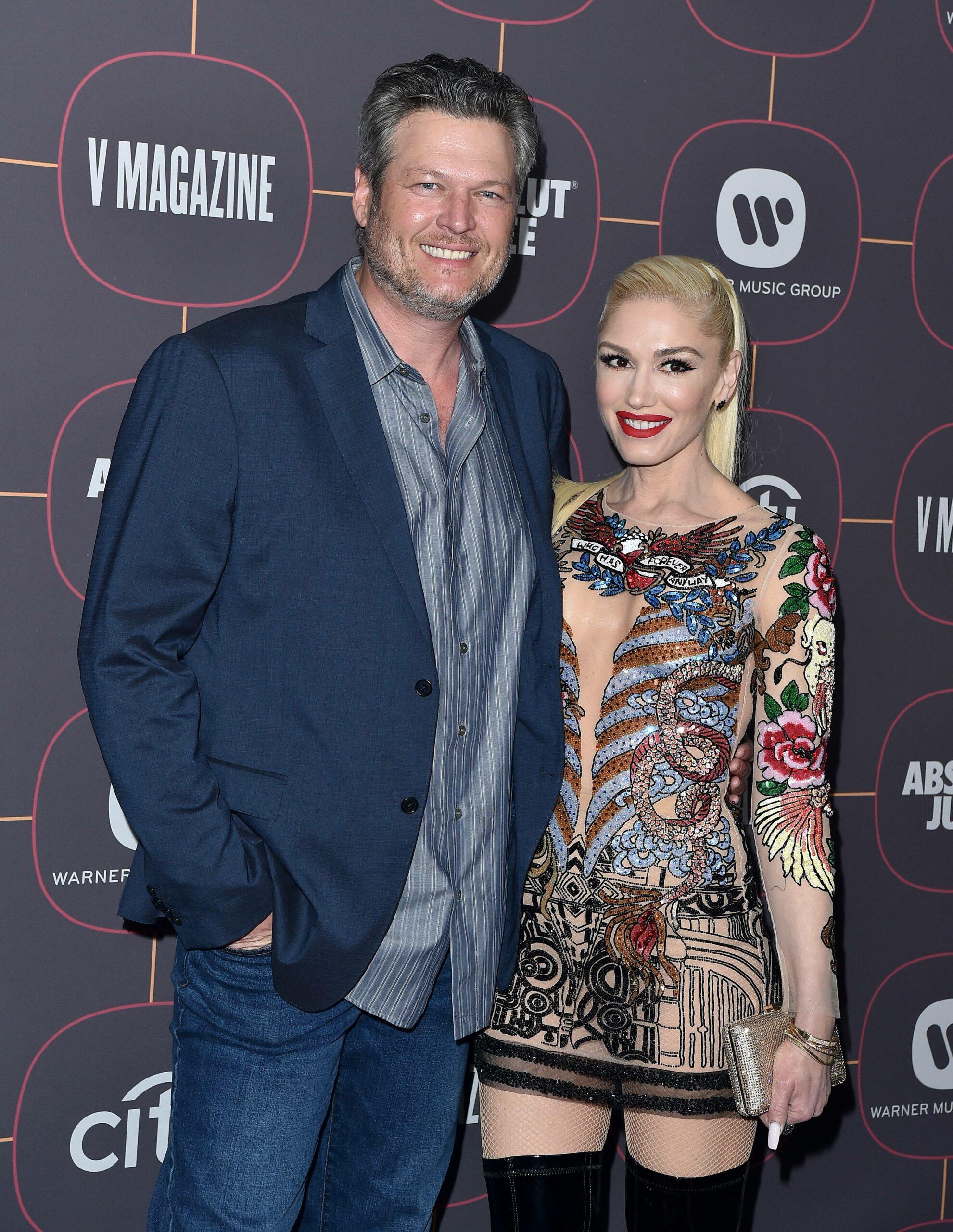 Blake Shelton & Gwen Stefani at Warner Music Group Pre-Grammy Party