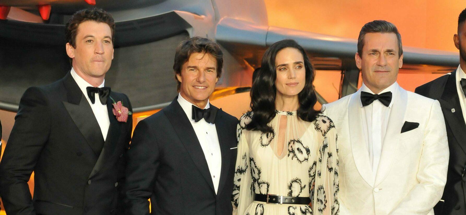 Miles Teller, Jennifer Connolly, Jerry Bruckheimer, Tom Cruise, The Duchess of Cambridge and Prince William attend the Top Gun Maverick Royal Film Performance, in Leicester Square, London. 19th May 2022. 20 May 2022 Pictured: Miles Teller, Tom Cruise, Jennifer Connolly and Jon Hamm attend the Top Gun Maverick Royal Film Performance, in Leicester Square, London. 19th May 2022. Photo: Andrew Sims The Sunday Times Material must be credited 