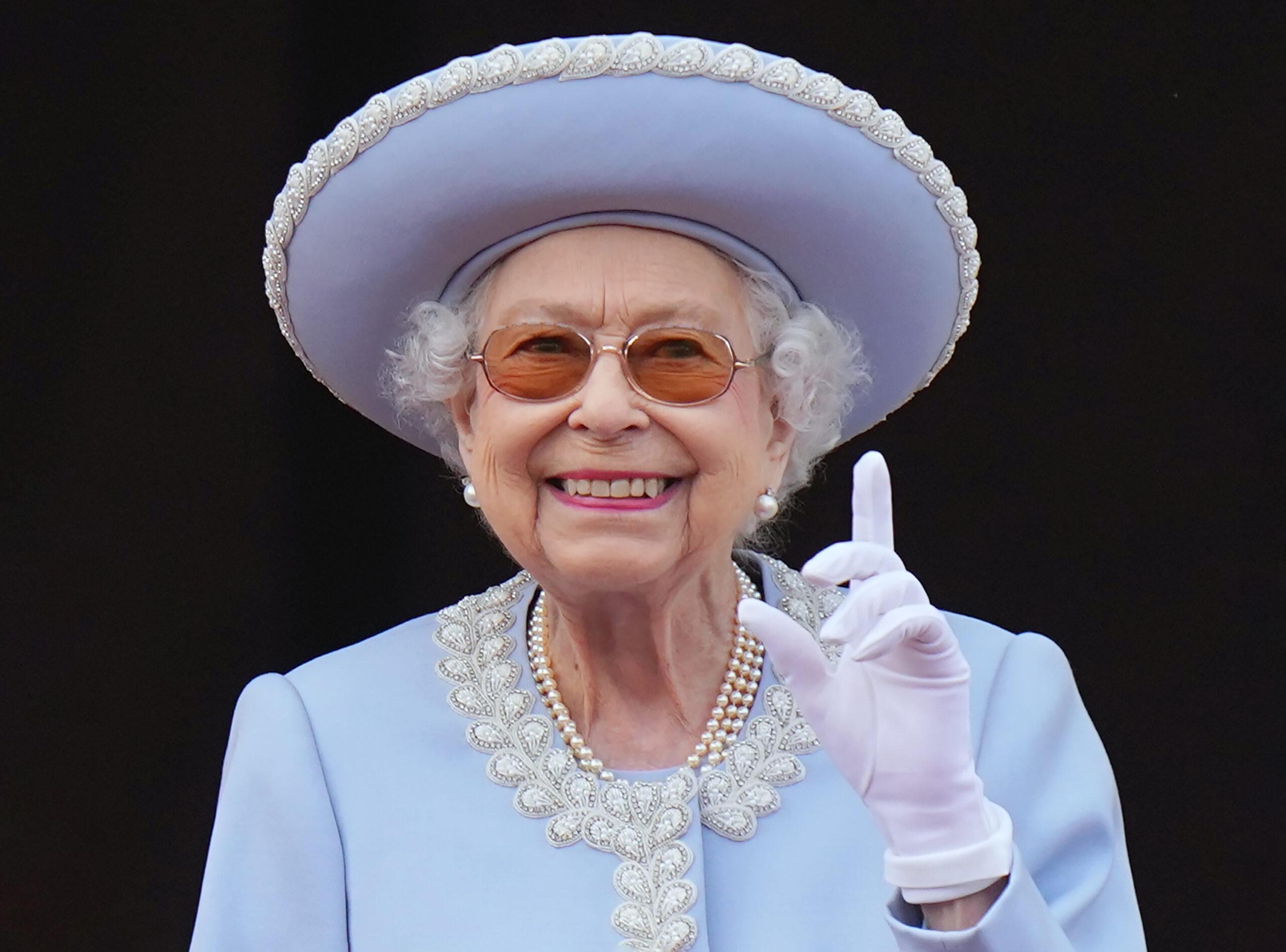 Members of the Royal Family attend Trooping the Colour in The Queen's Platinum Jubilee Year, at Buckingham Palace, London, UK, on the 2nd June 2022. 02 Jun 2022 Pictured: Queen, Queen Elizabeth. 