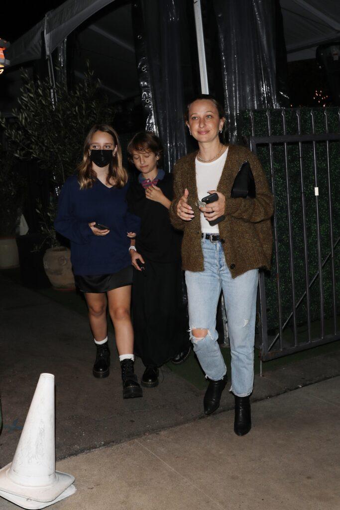 Tobey Maguire apos s wife Jennifer Meyer dines with their children at Giorgio Baldi restaurant in LA