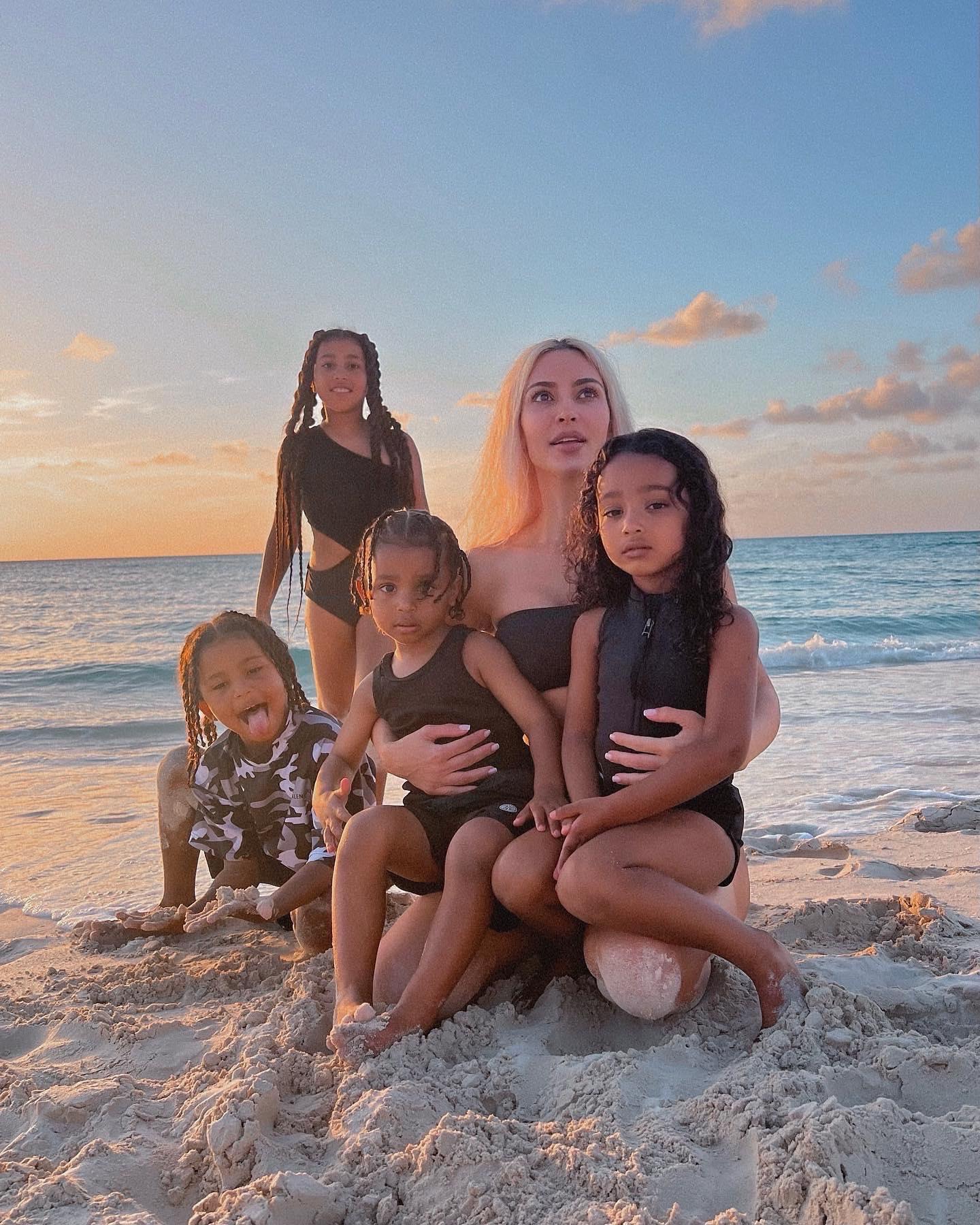 Kim Kardashian and kids in Turks and Caicos in July 2022