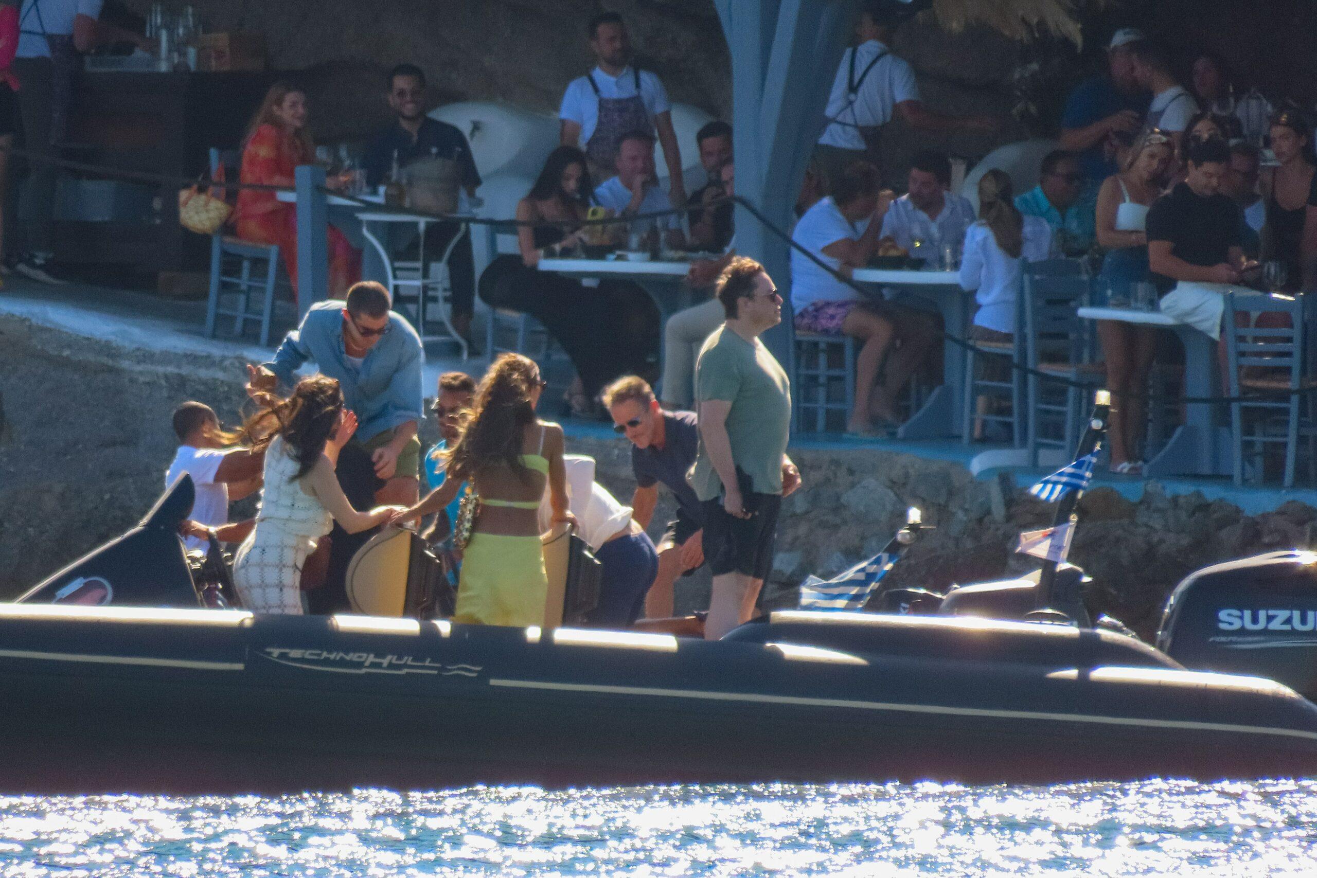 Elon Musk seen with friends on a speedboat in Mykonos, Greece