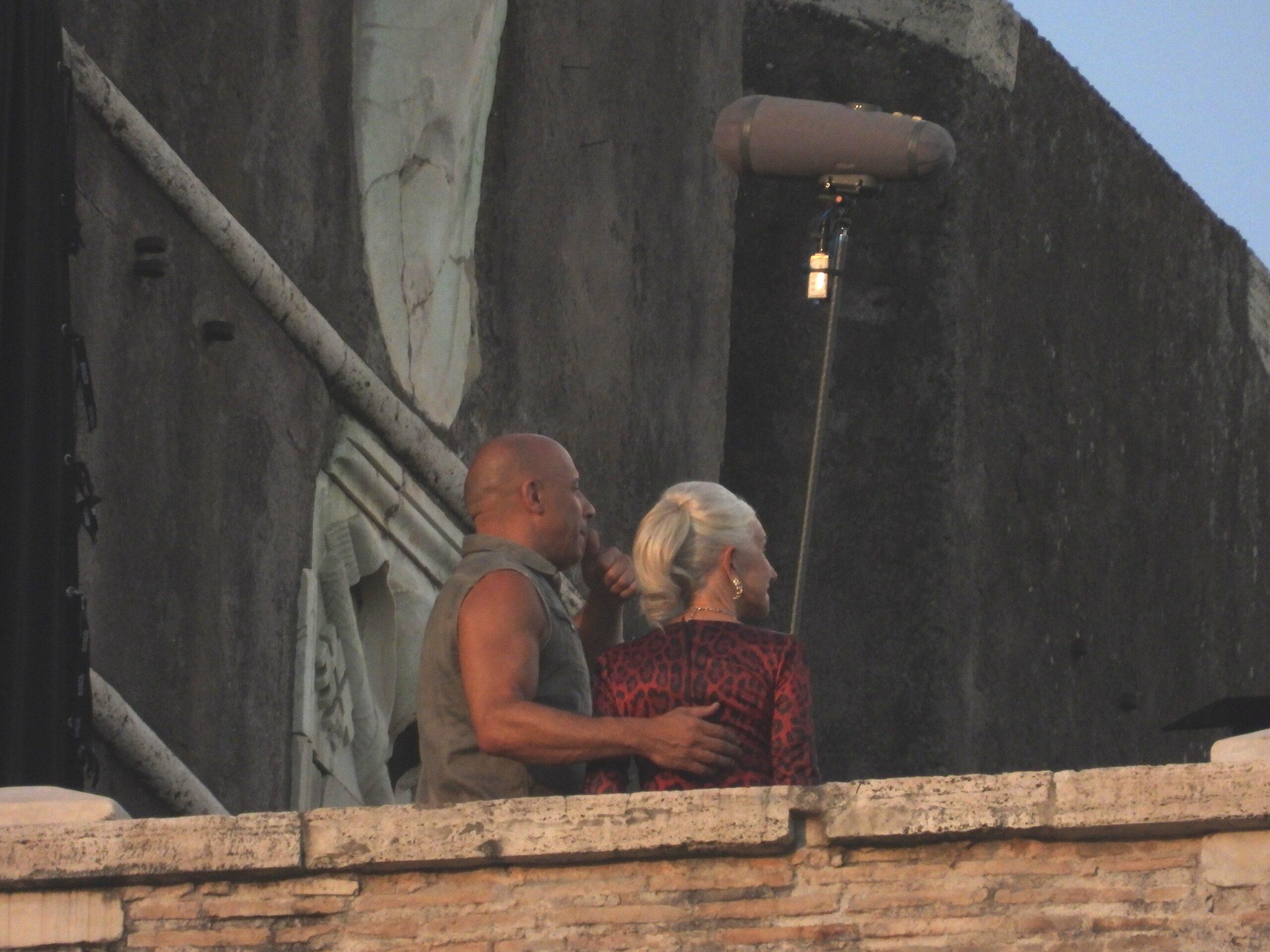 Vin Diesel and Helen Mirren filming Fast & Furious in Rome