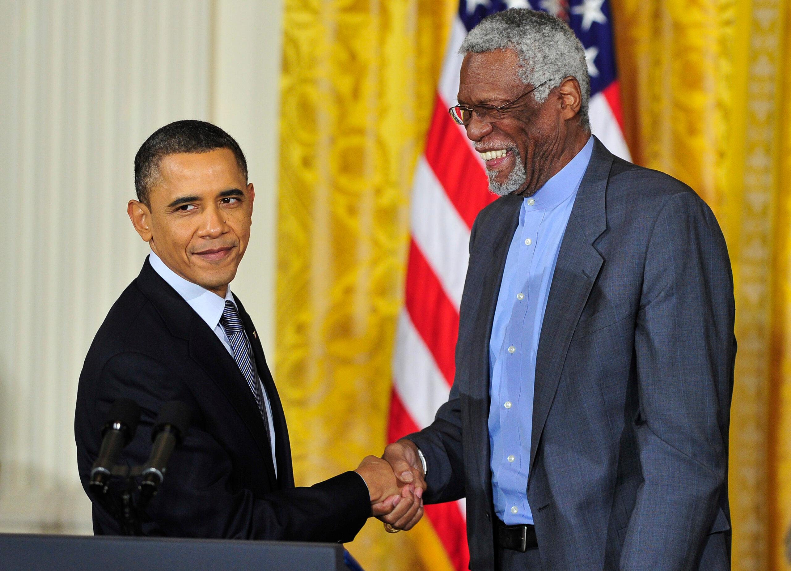 Barack Obama and Bill Russell