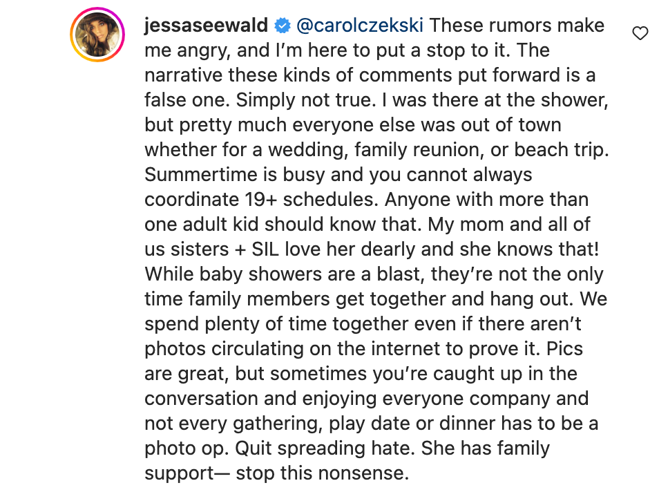 Jessa Duggar replies fan comments