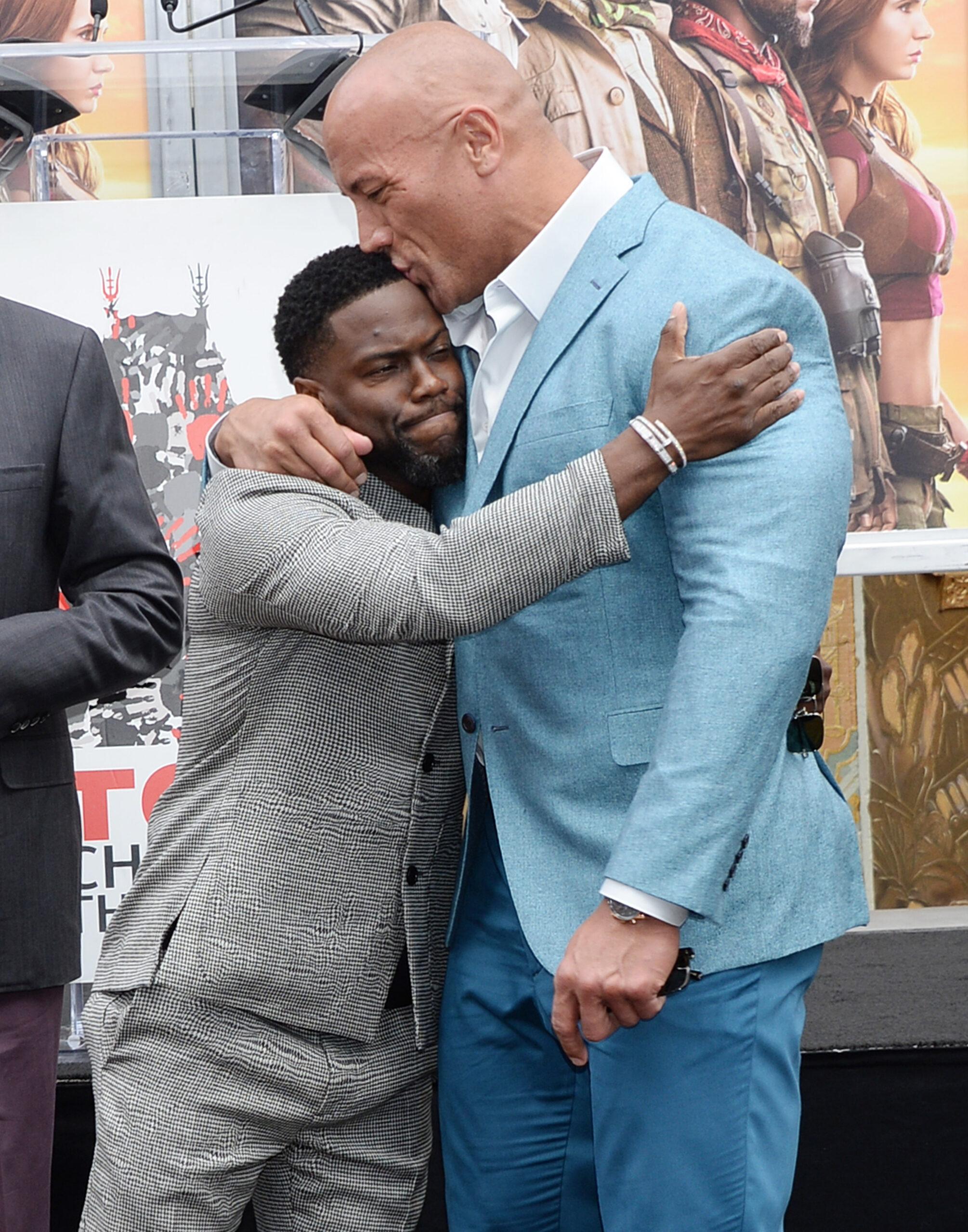 Dwayne Johnson at Kevin Hart hand and foot print ceremony