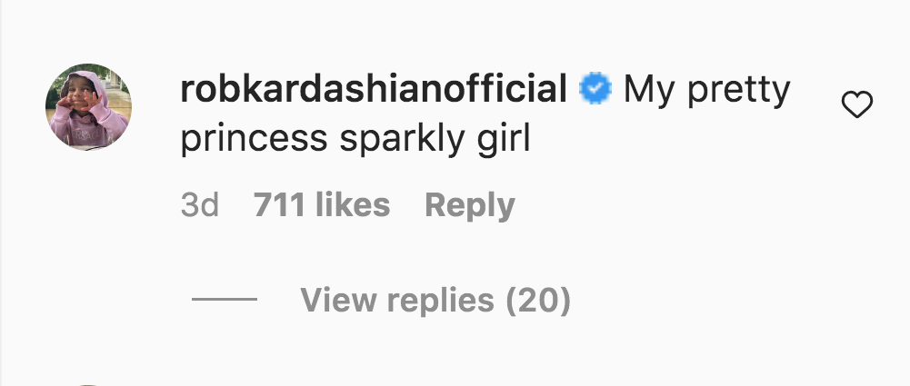 Rob Kardashian's comment on sister Khloe Kardashian's Instagram post