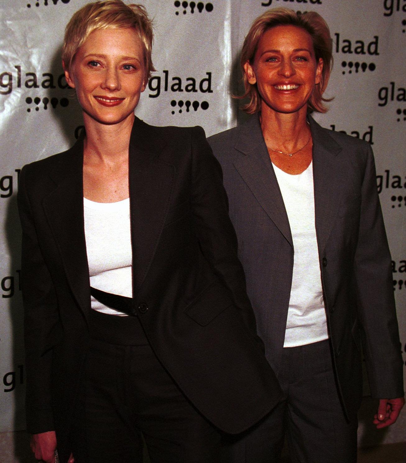 Anne Heche and Ellen DeGeneres at the 10th annual Gay & Lesbian Alliance Against Defamation (GLAAD) ceremony