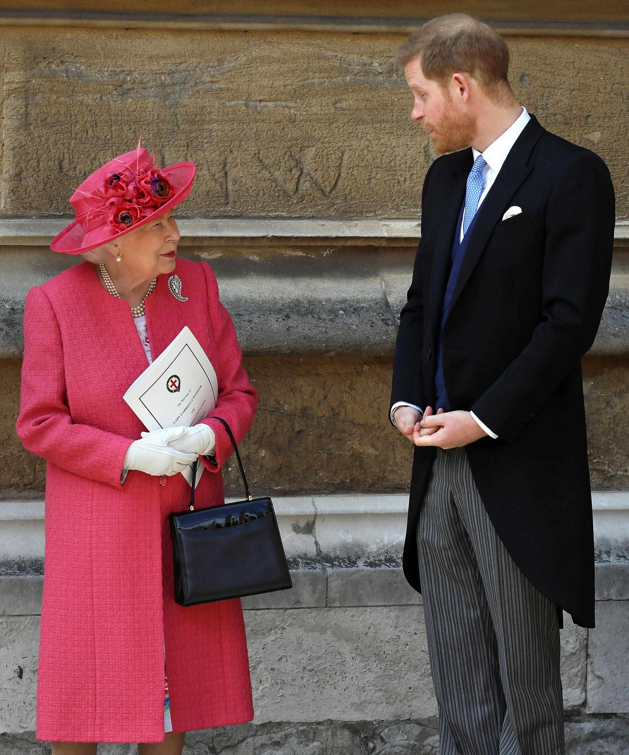 Queen Elizabeth and Prince Harry, Duke of Sussex, attend the Wedding of Lady Gabriella Windsor and Mr Thomas Kingston