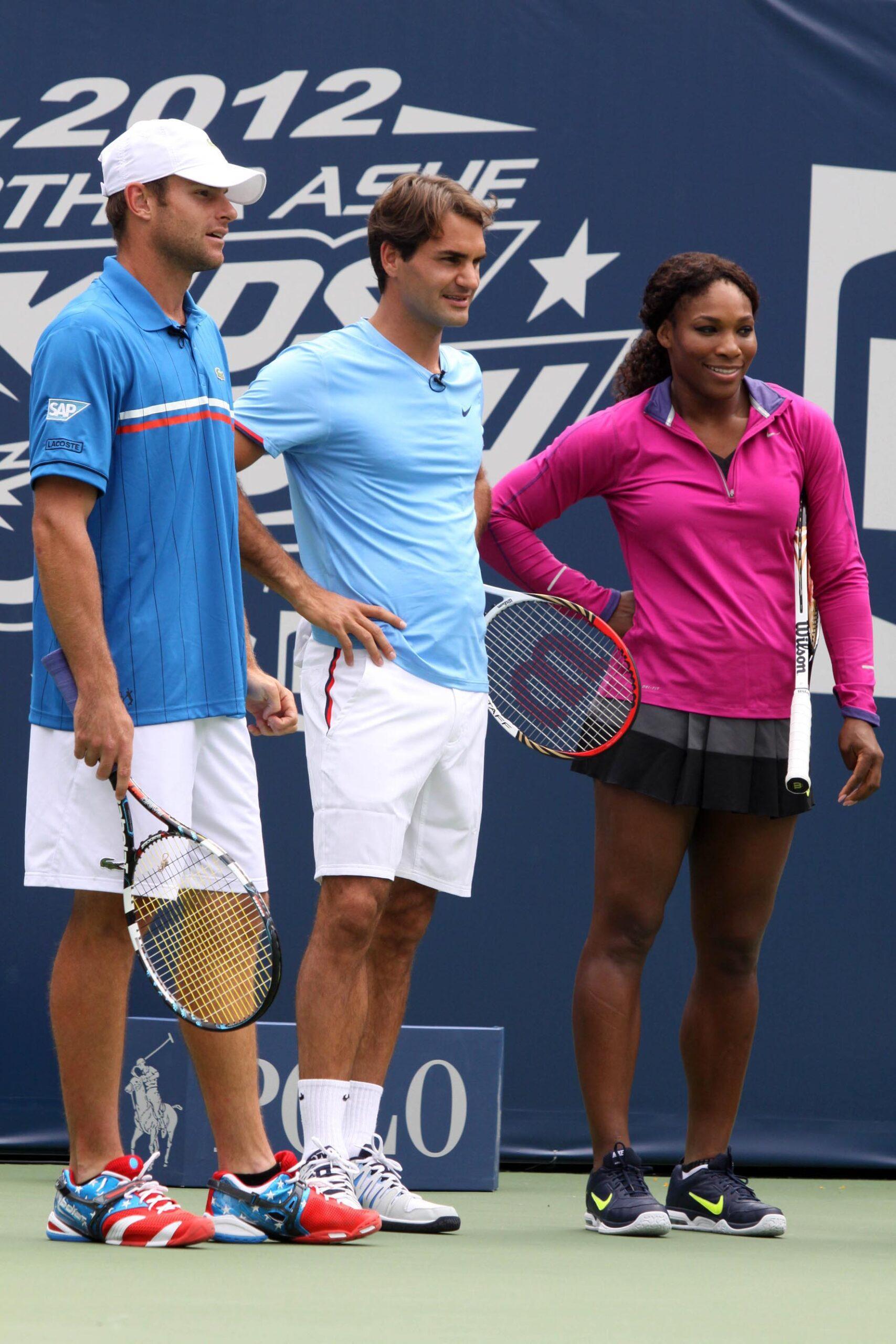 Serena Williams and Roger Federer at The Arthur Ashe Kid's Day at USTA Billie Jean King National Center