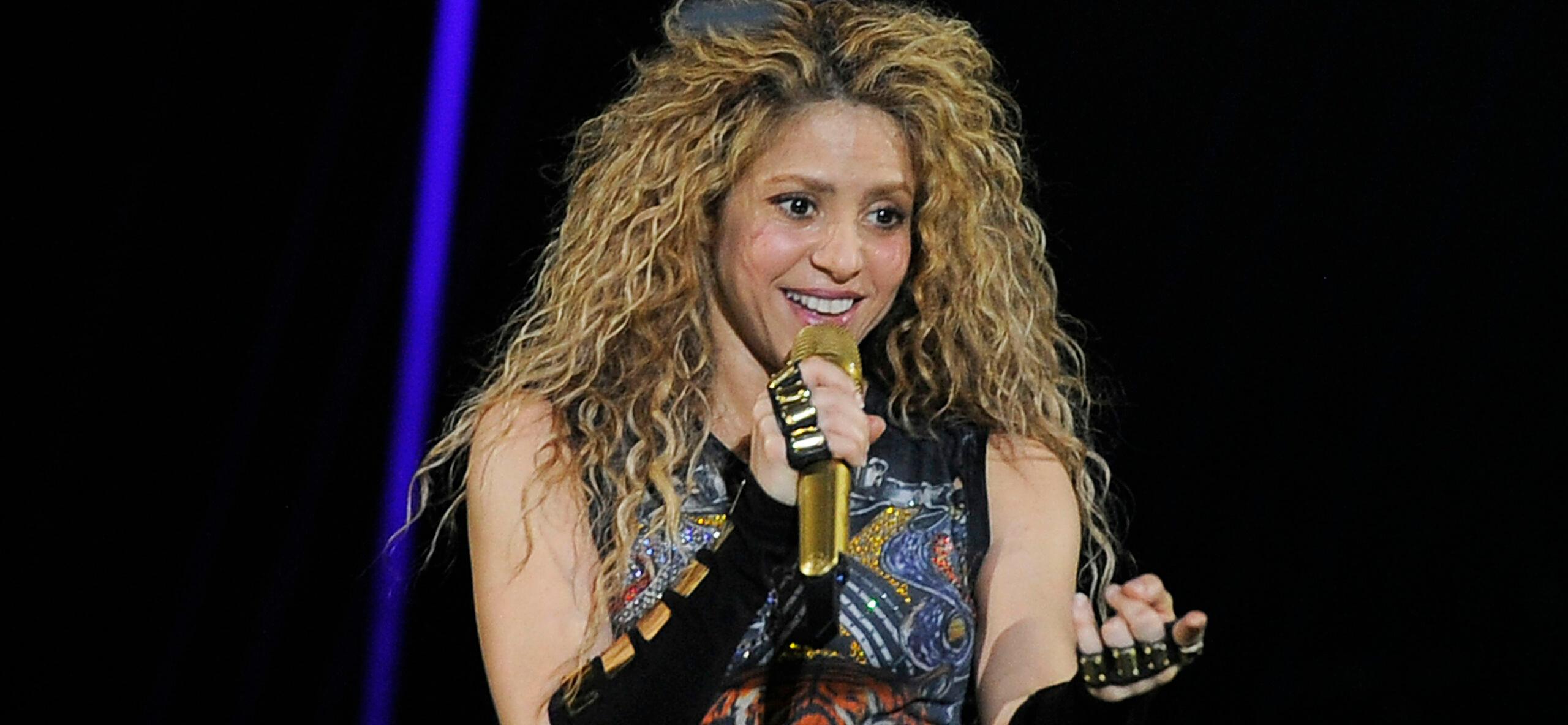 Shakira performing at the O2 Arena