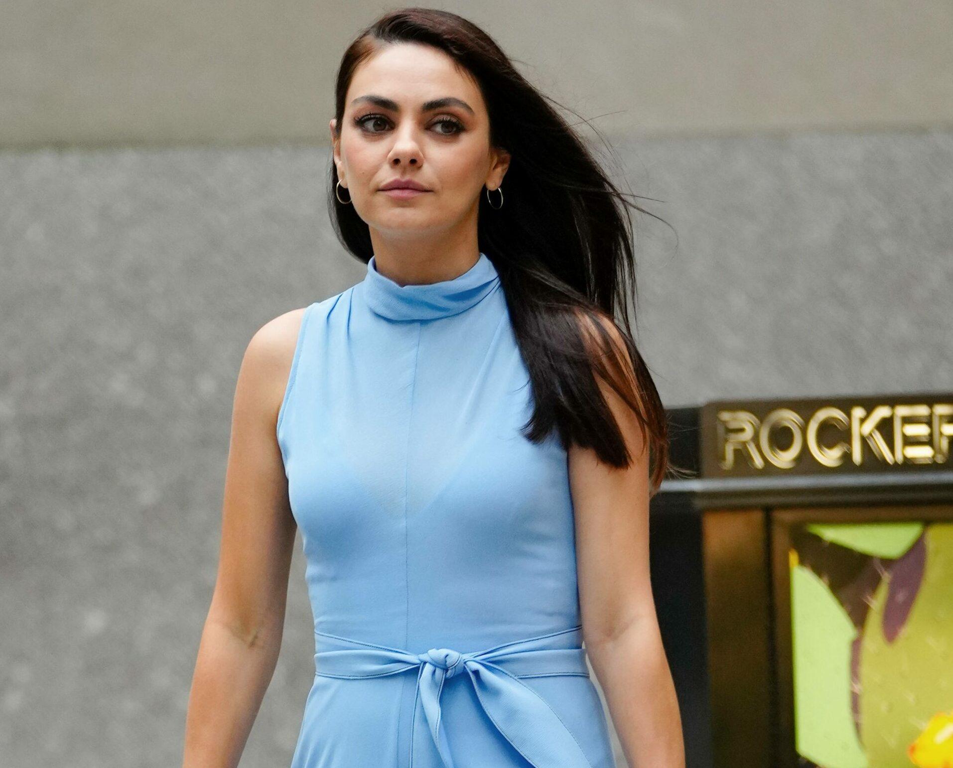 Mila Kunis in three different wardrobe for apos Luckiest Girl Alive apos in New York