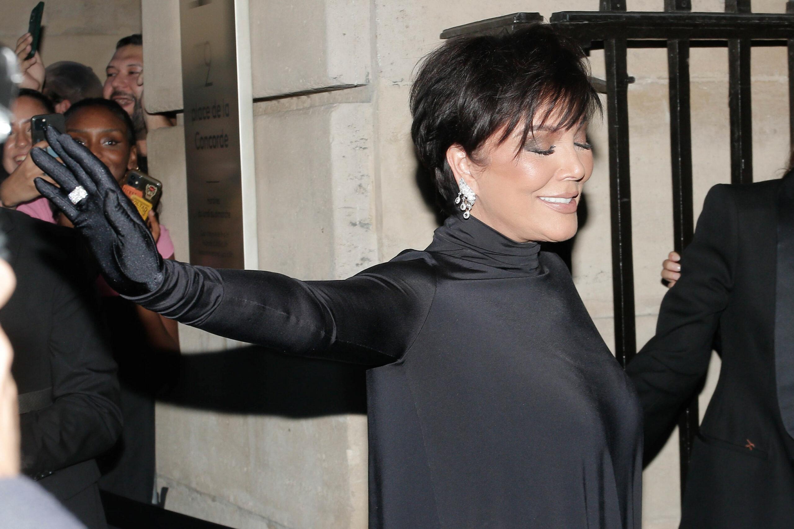 Kris Jenner arriving at Balenciaga dinner during Paris Fashion Week