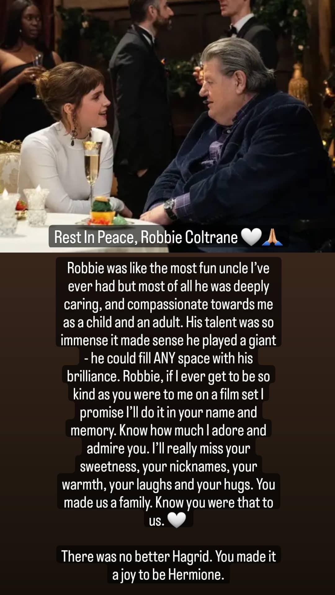 Emma Watson remembers Robbie Coltrane