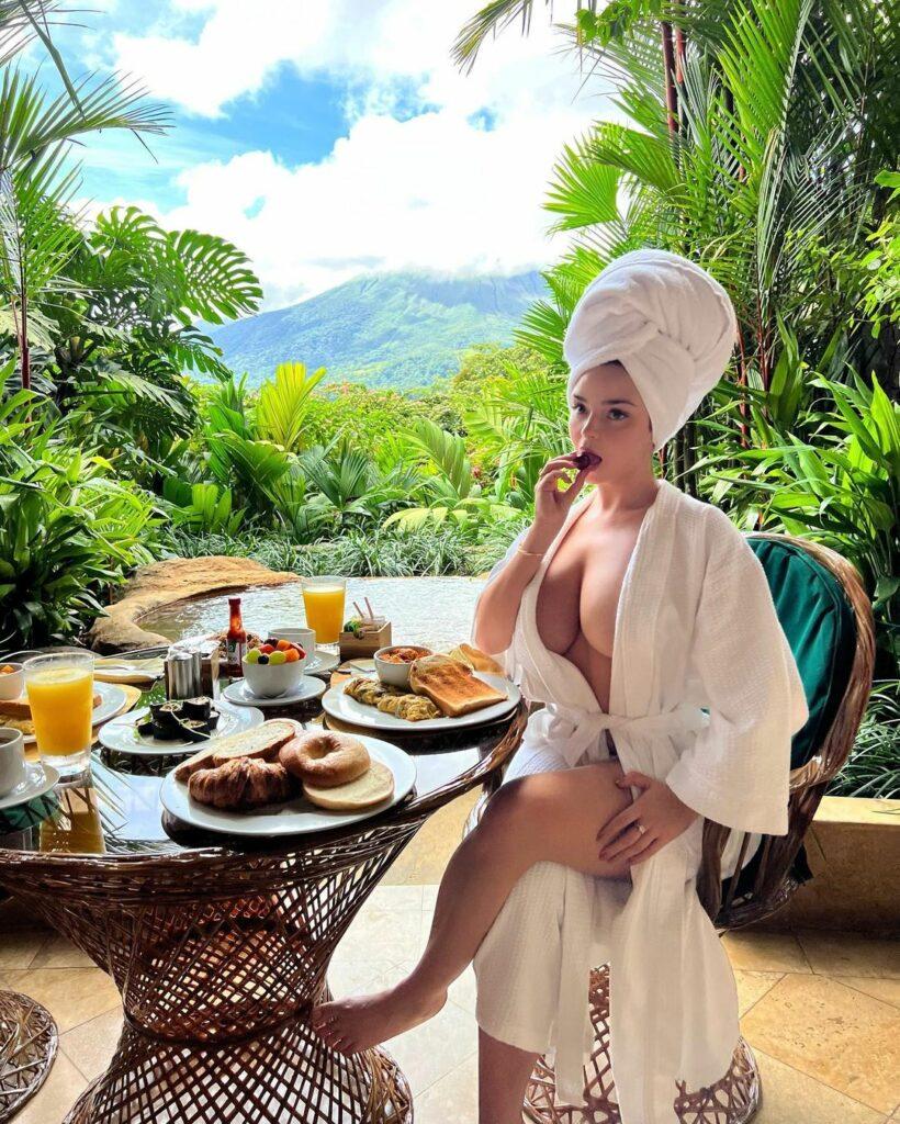 Demi Rose having breakfast in Costa Rica.