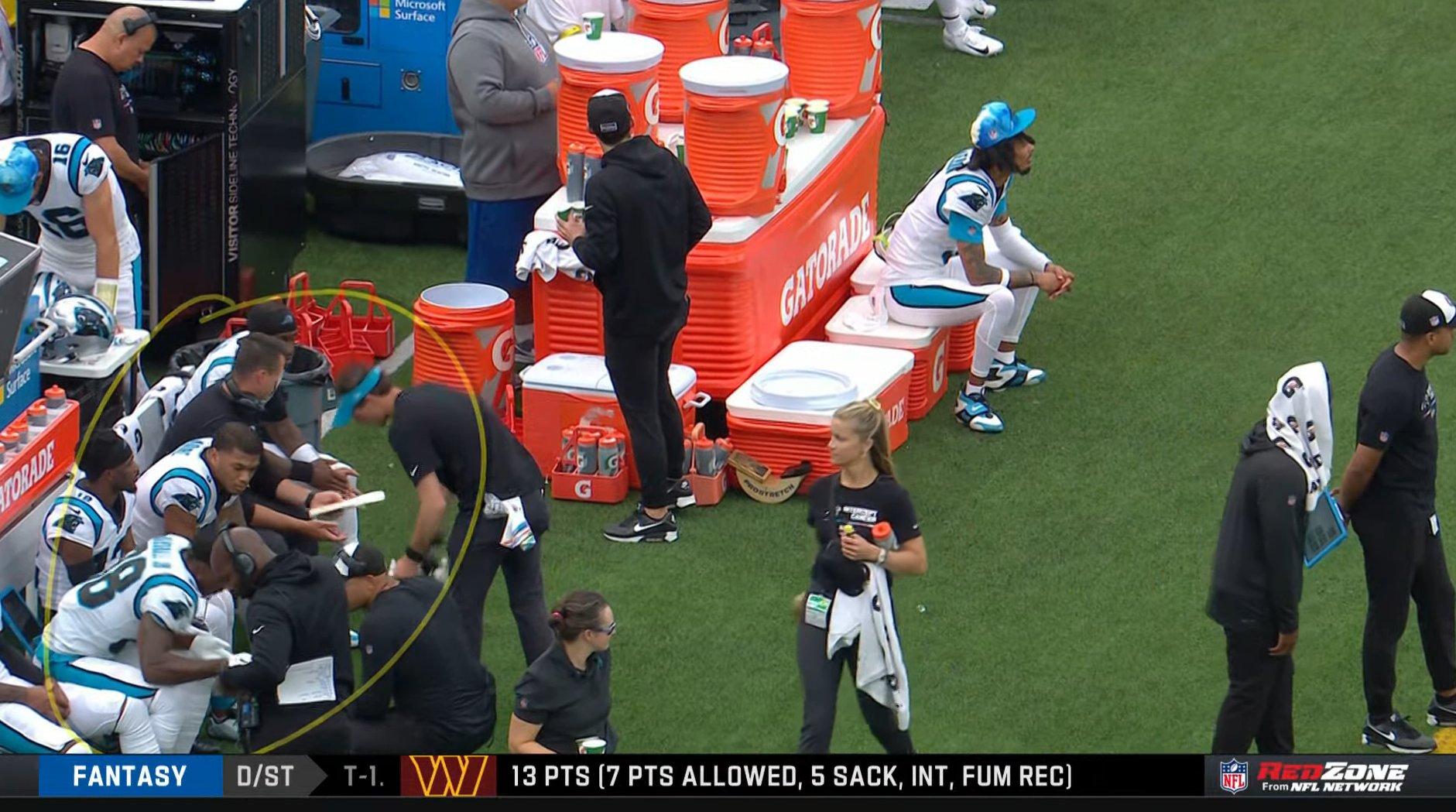 Robbie Anderson sitting alone during Panthers game