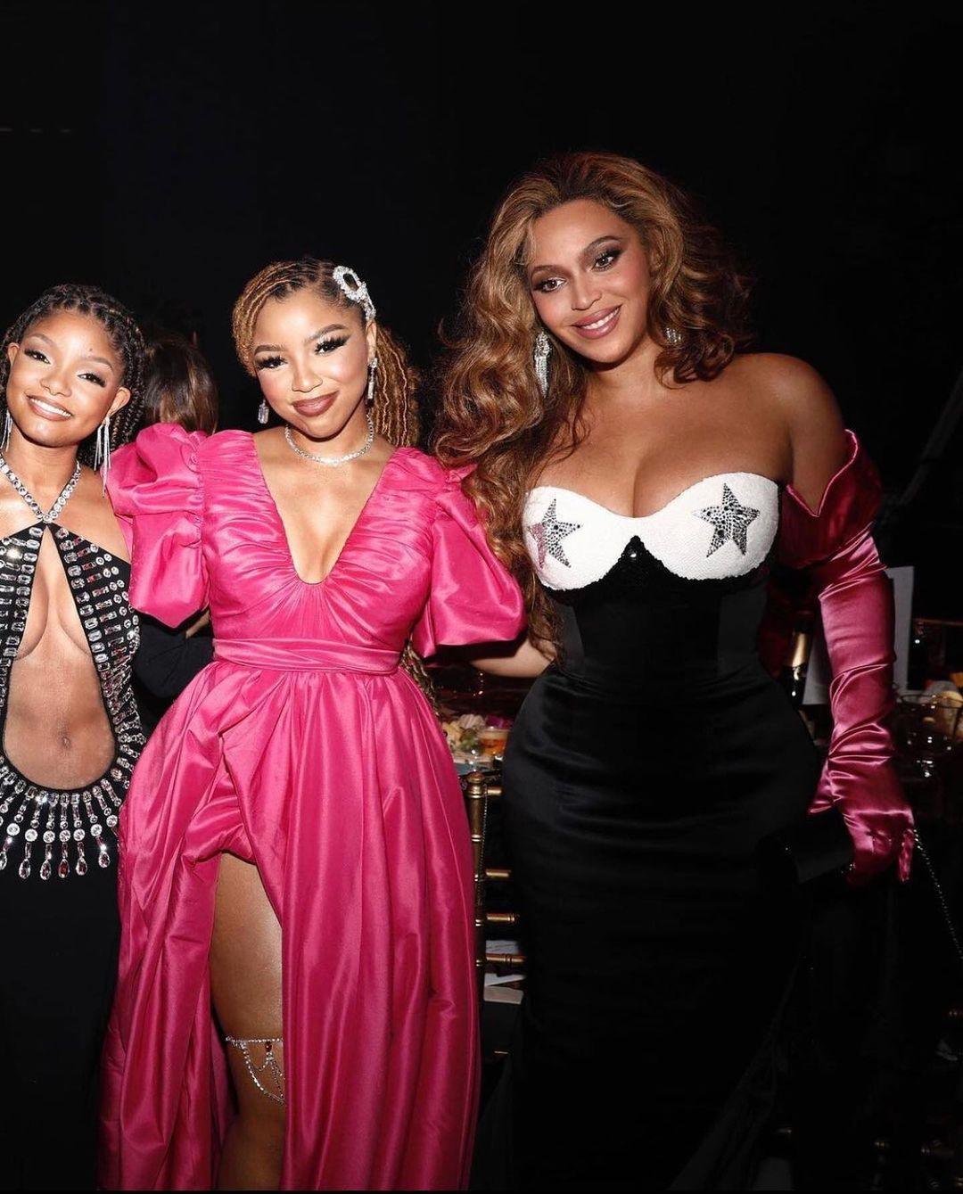 Chloe & Halle Bailey Reunite With Mentor Beyonce At Fashion Gala