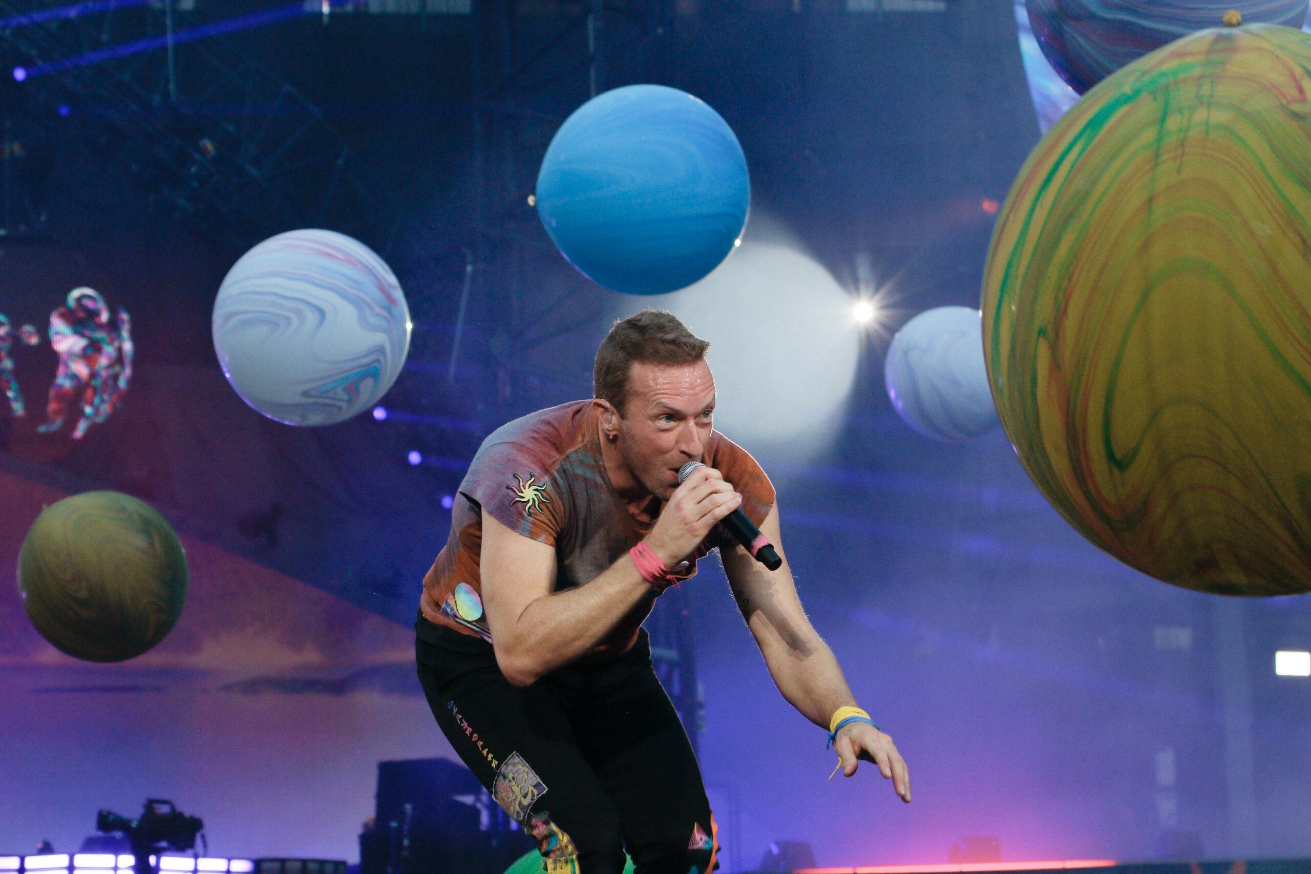 Coldplay performing at Stade de France in Paris
