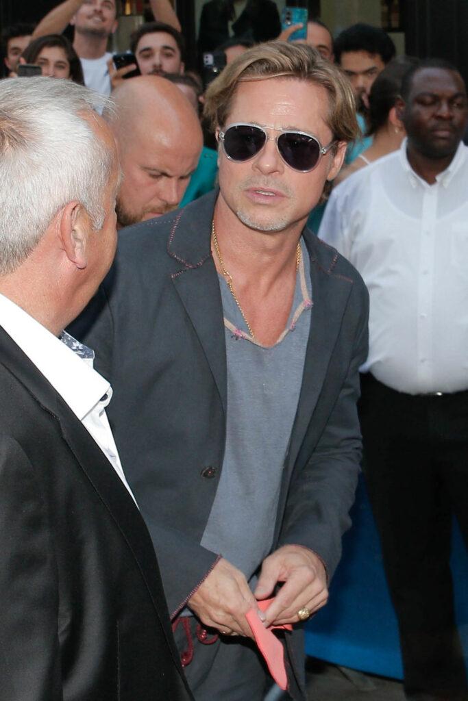 Brad Pitt leaving the screening of Bullet Train in Paris
