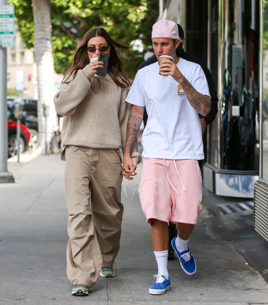 Hailey Bieber and Justin Bieber get coffee