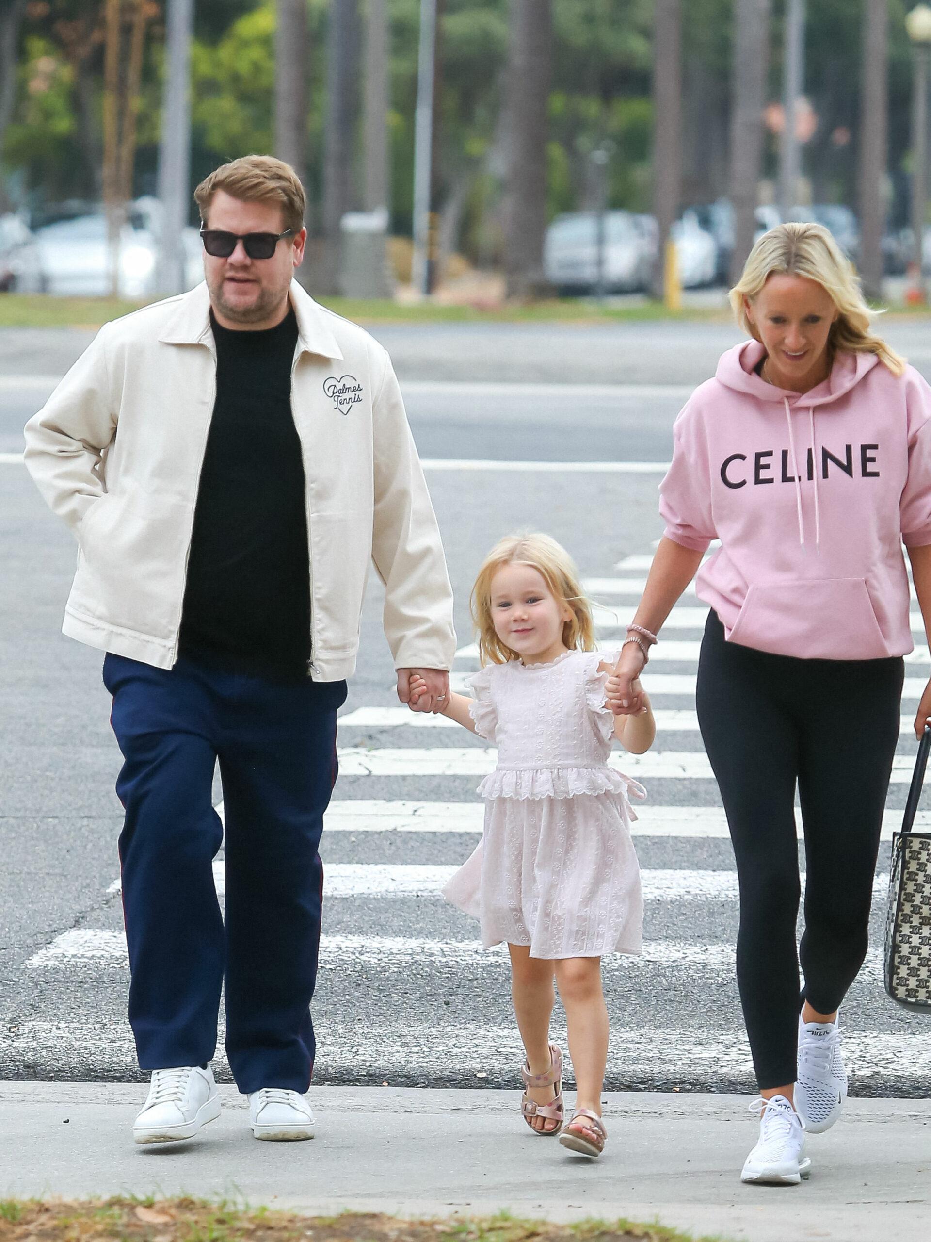 James Corden daughter Charlotte Corden and spouse Julia Carey runs errands in West Hollywood