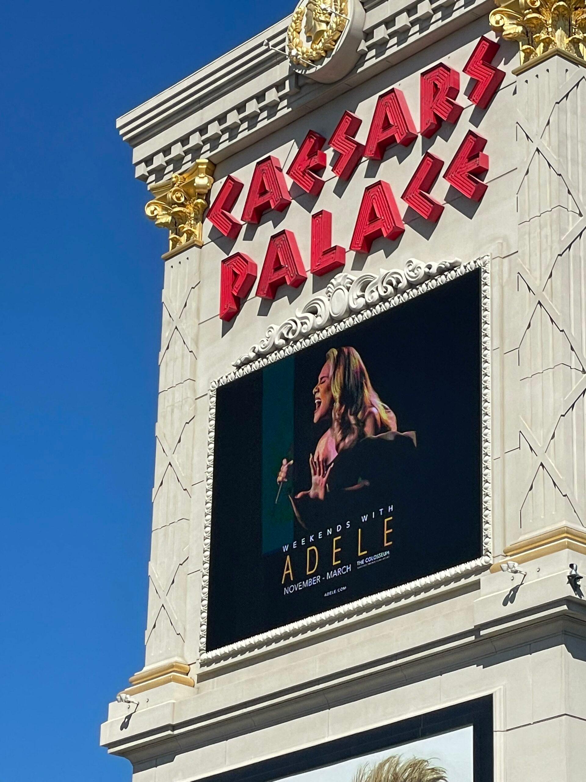 Scene at hotel where Adele is visiting in Las Vegas this weekend and views of her rumored luxury mega suite at Cesars Palace