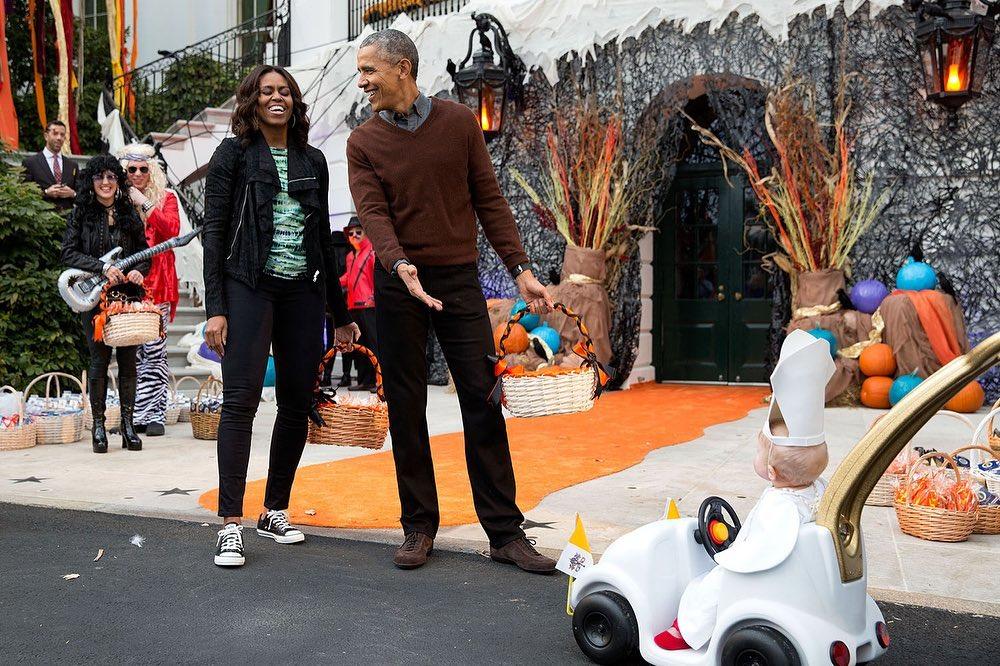Barack Obama and Michelle Obama celebrating Halloween