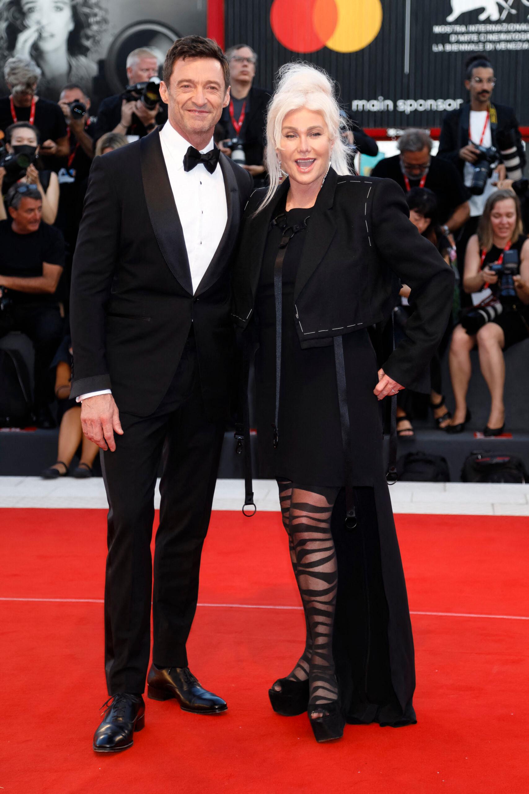 Hugh Jackman and Deborra-Lee Furness attend the premiere of 'The Son' during the 79th Venice International Film Festival at Palazzo del Cinema