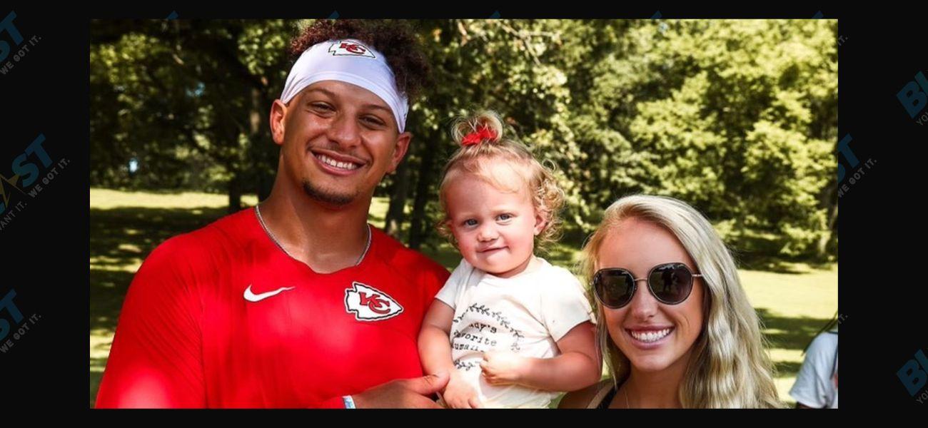 Pregnant Brittany Mahomes Poses in Blue Suit with Patrick Mahomes