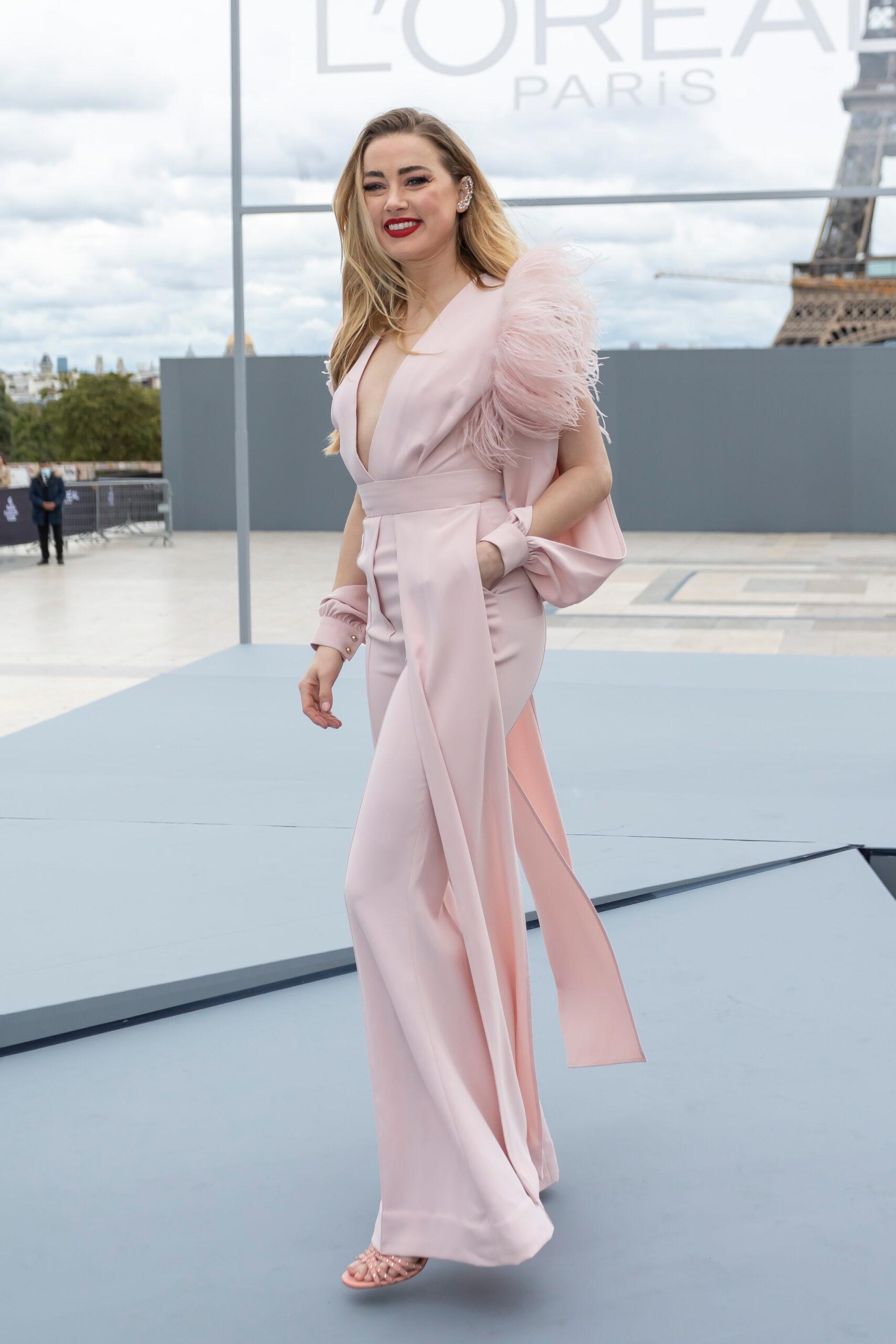 Amber Heard at the Le Defile L'Oreal Paris 2021 during the Fashion Week