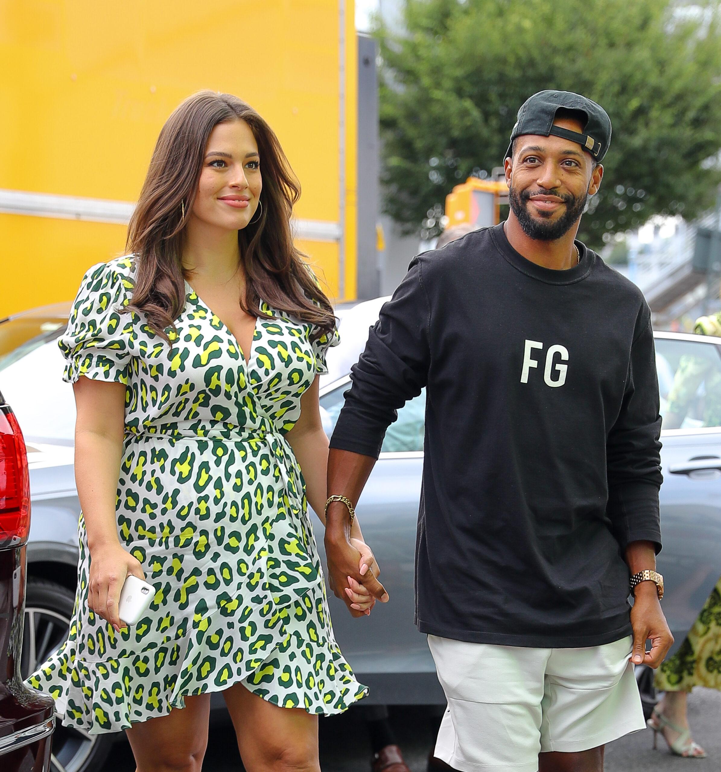 Ashley Graham and husband Justin Ervin attends at the Serena by Serena Williams show, Front Row, Spring Summer 2020, New York Fashion Week, on Sep 10, 2019