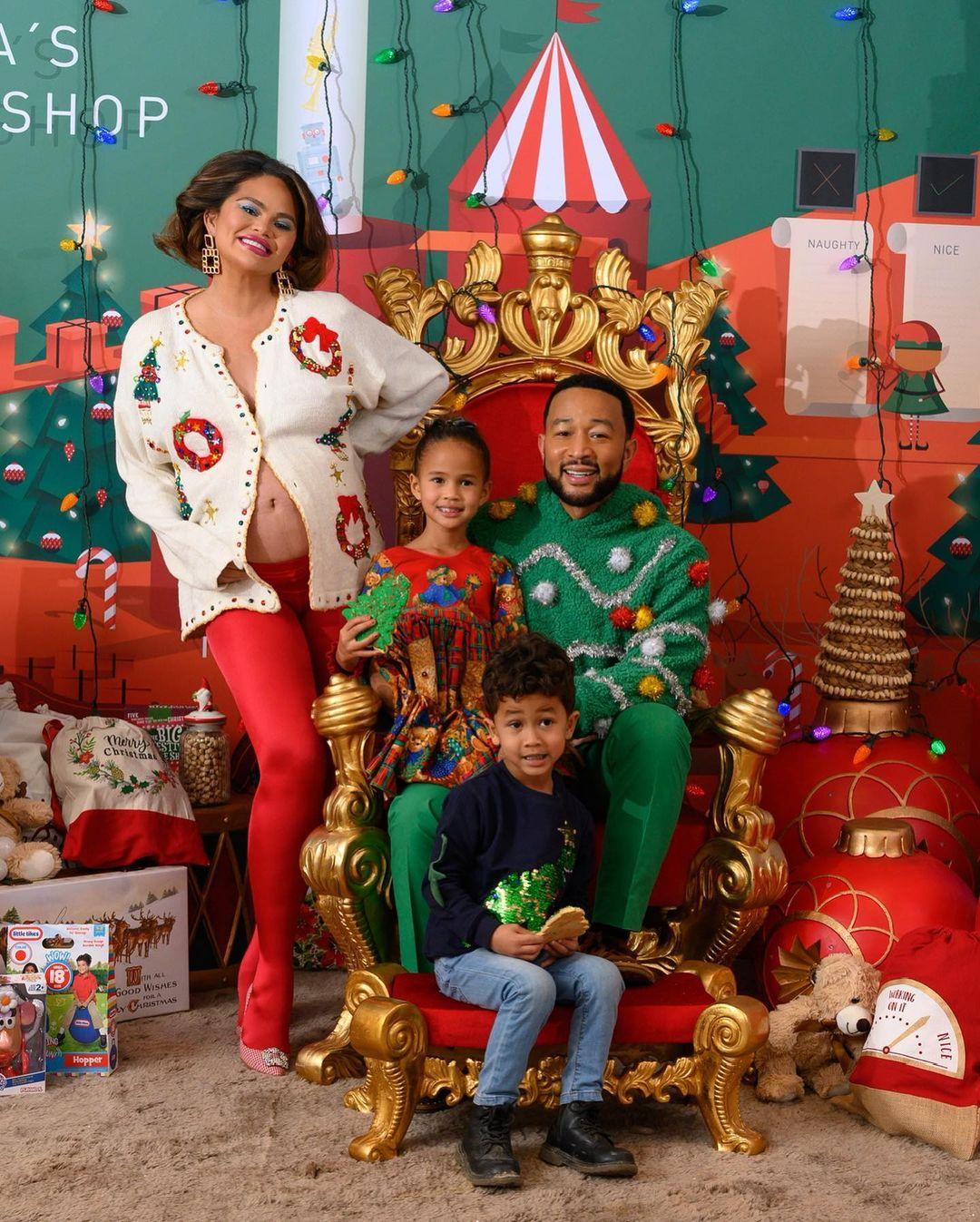 Chrissy Teigen Share Adorable Family Photo From Their Christmas Party