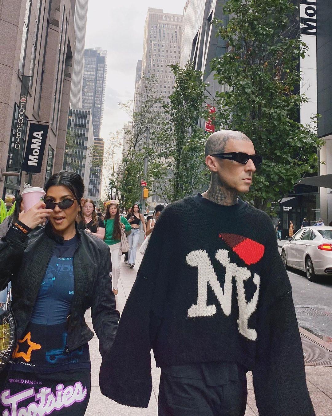 Kourtney Kardashian & Travis Barker Take NYC, Outfits Critiqued