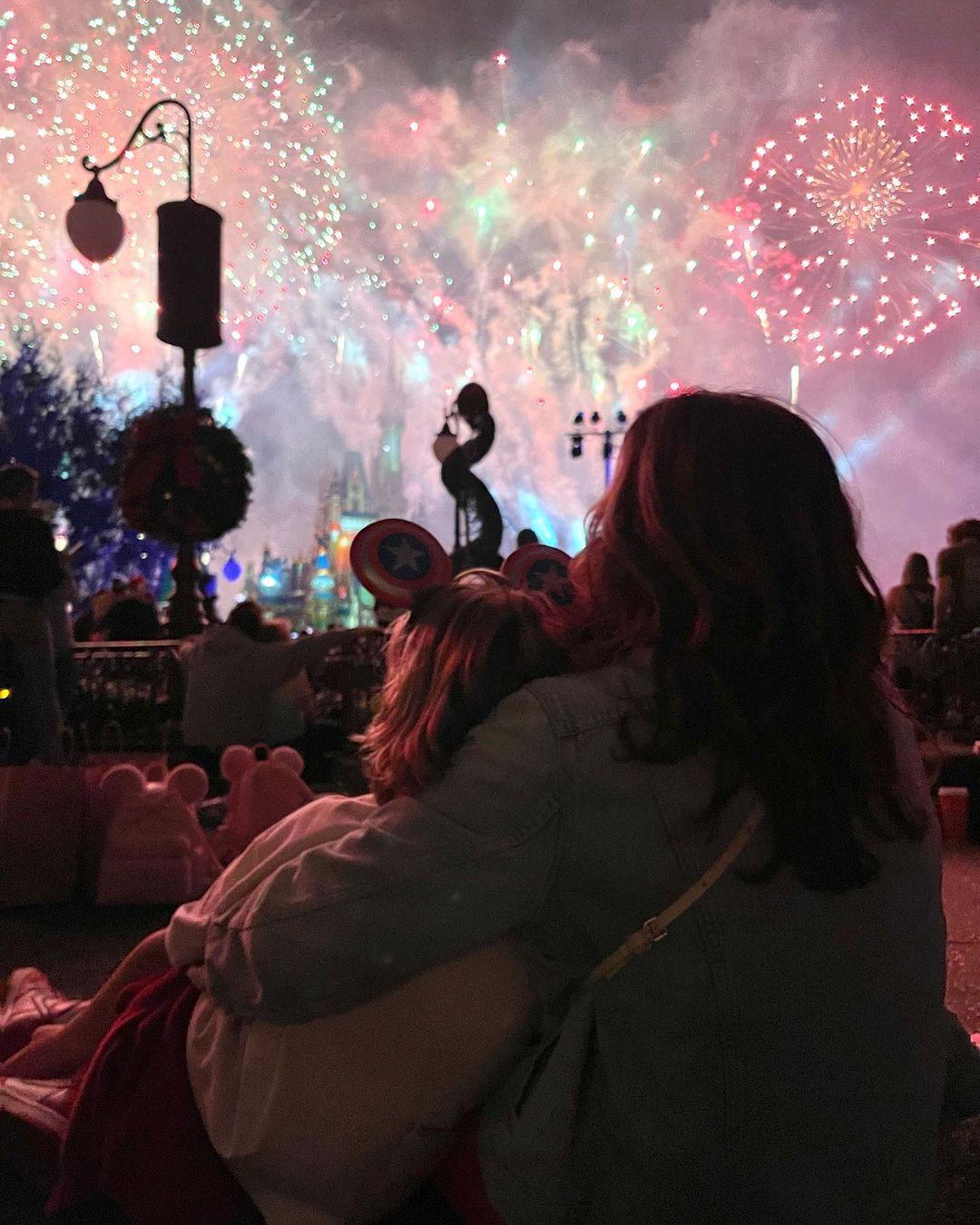 Mariska Hargitay watching Disney fireworks