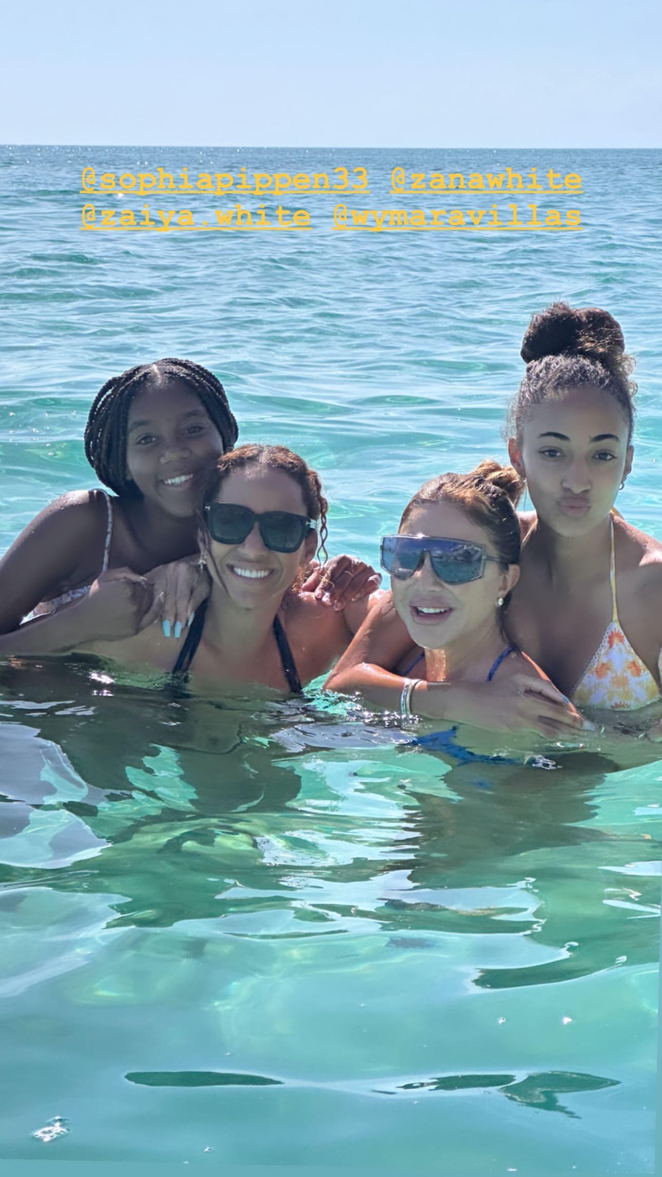 Larsa Pippen Wears Matching Butterfly-Print Bikinis with Daughter