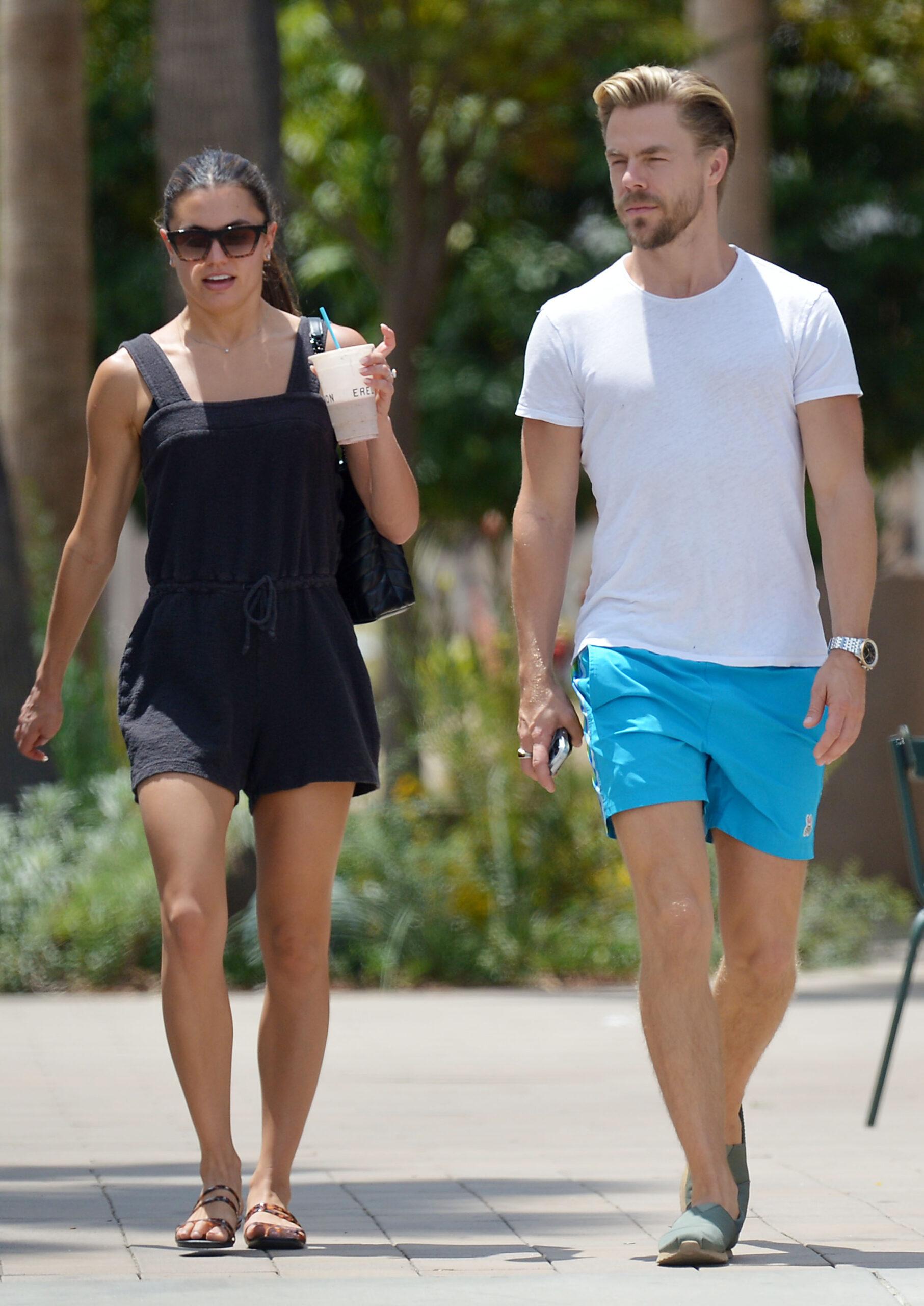Derek Hough and fianc Hayley Erbert take a romantic stroll together after lunch in L A