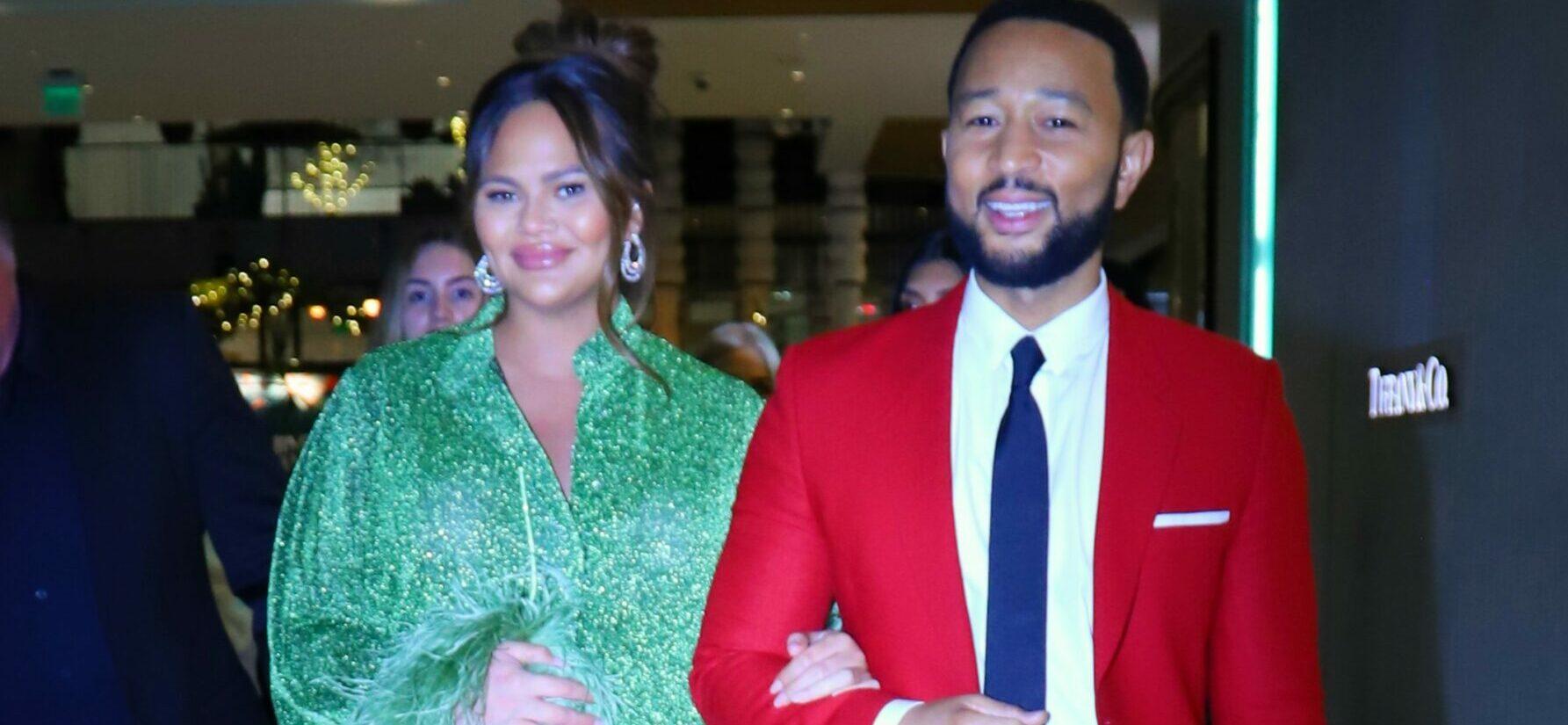 Chrissy Teigen and husband John Legend promote her Cravings cook book meet and greet at Westfield Mall holiday tribute