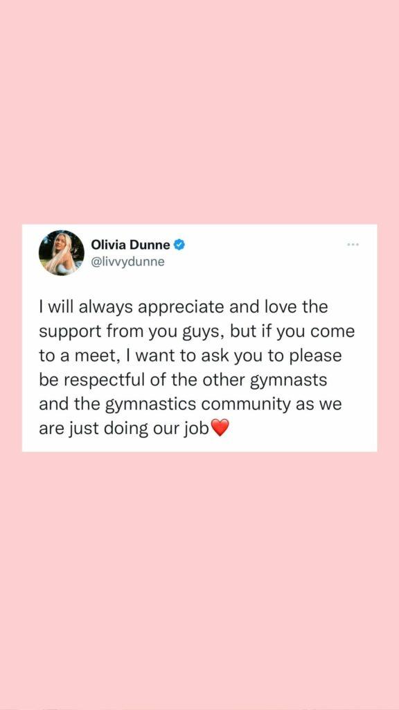Olivia Dunne's message to her fans.