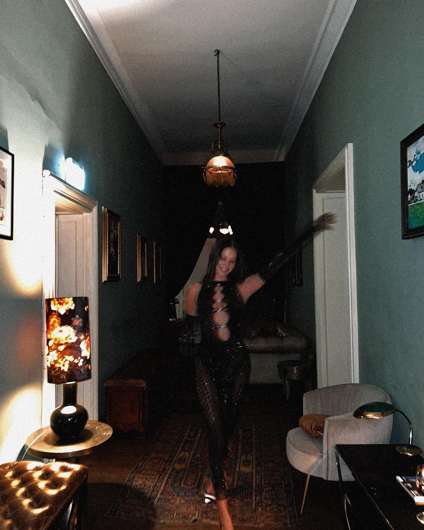 Nicole Poturalski celebrates her 30th birthday in a sheer black dress