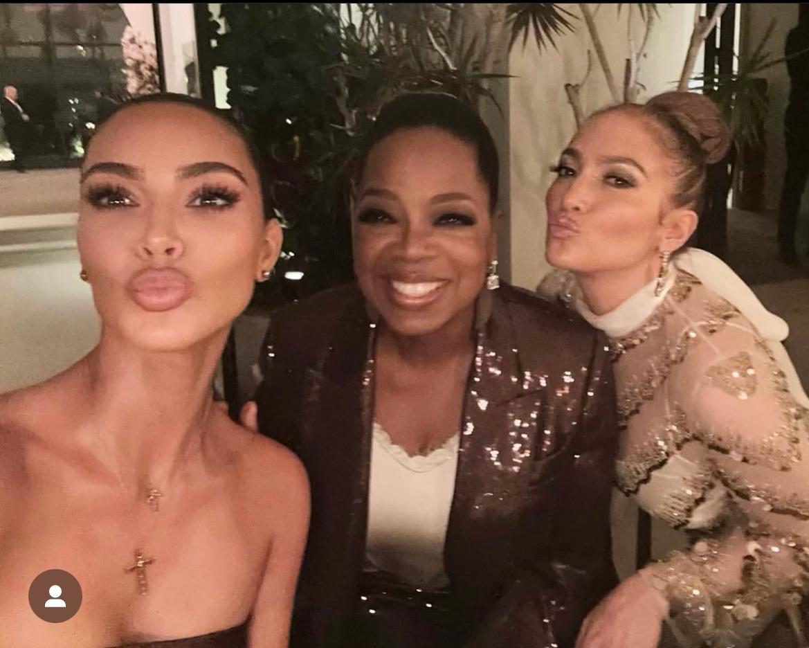 JLo, Kim Kardashian, and Oprah Winfrey at party
