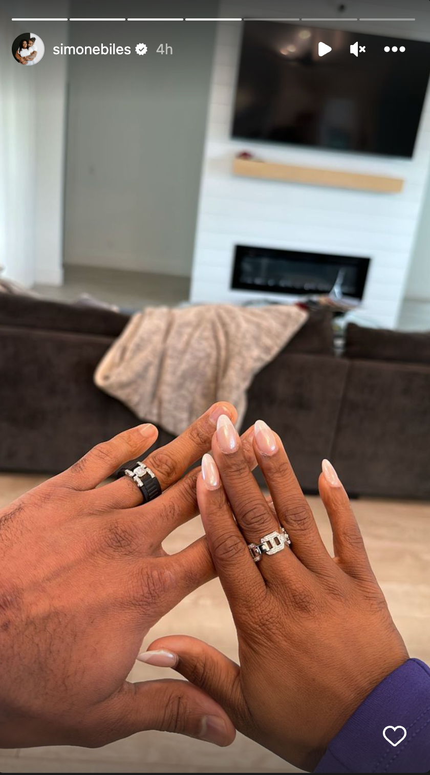 Simone Biles Wears a Second Engagement Ring to the Gym, Ring