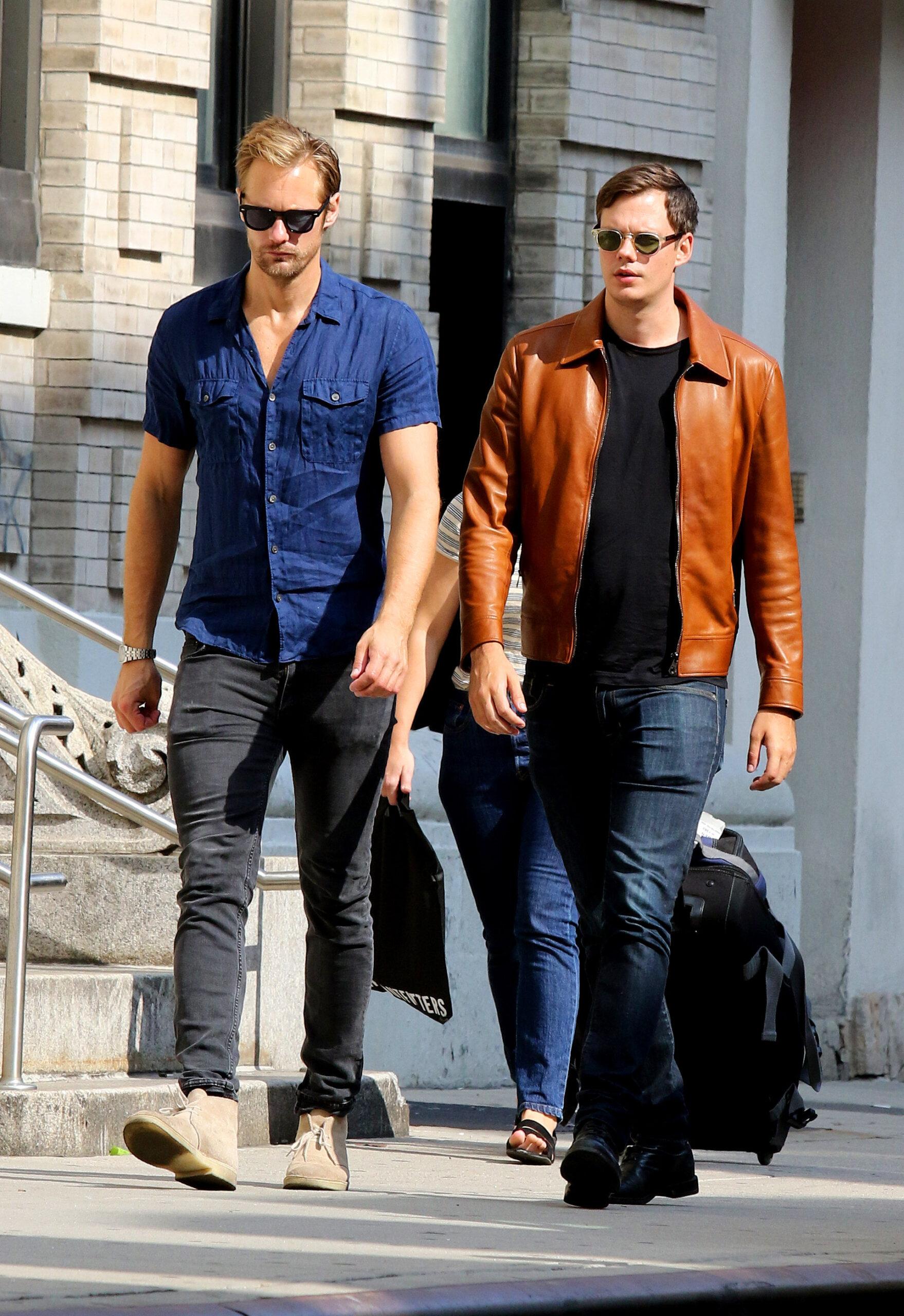 Brothers Bill Skarsgard star of quot It - Chapter Two quot and Alexander seen chatting after having lunch in NYC