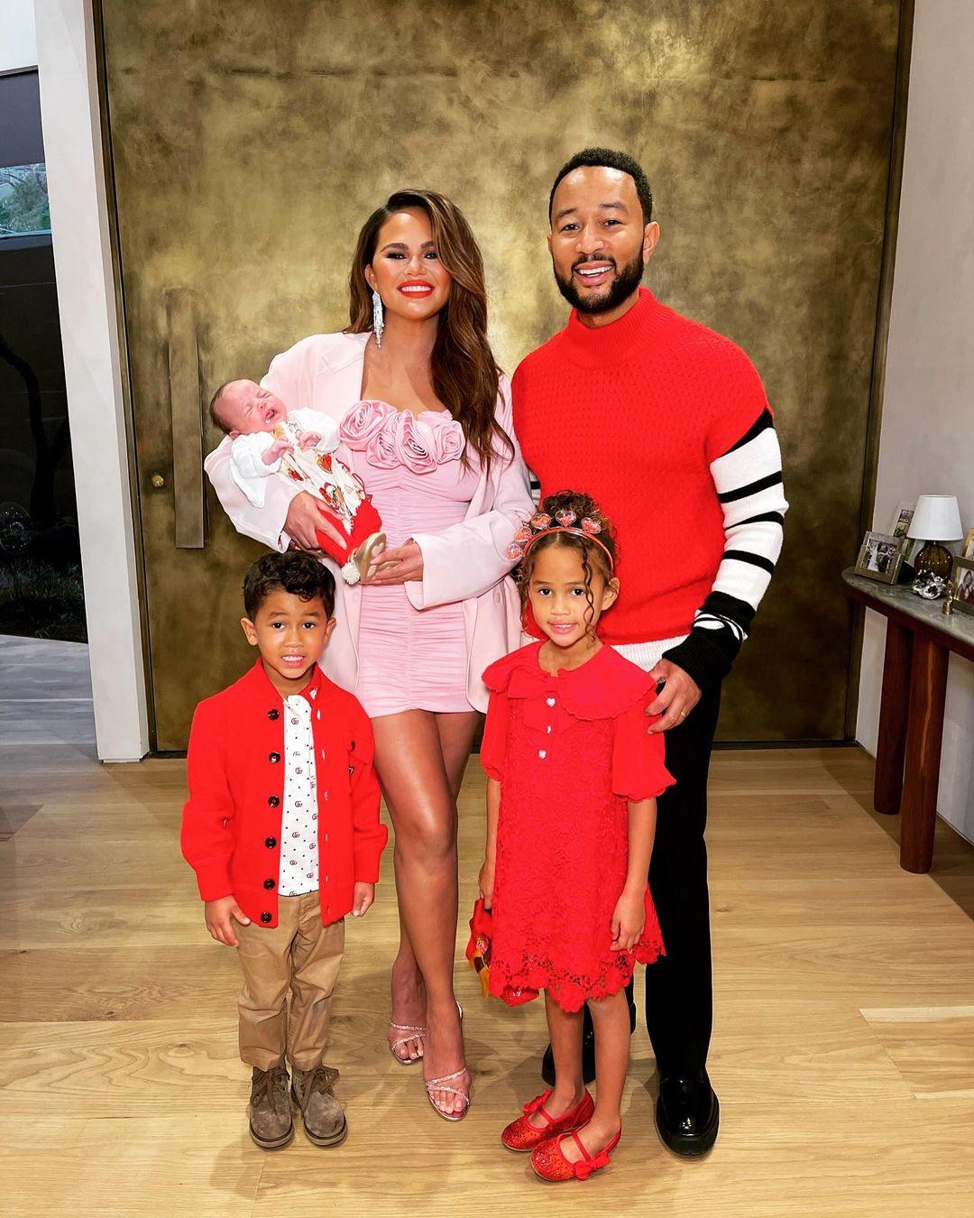 Chrissy Teigen and John Legend celebrate Valentine's Day with three kids