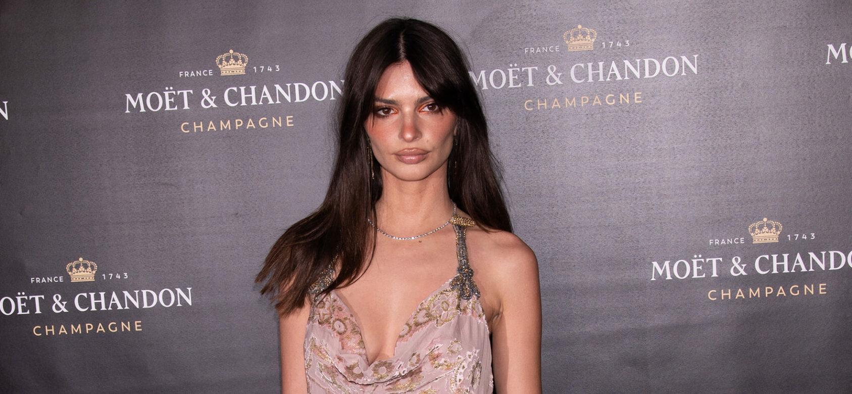 Emily Ratajkowski Poses For Cameras Wearing Nothing But A See-Through Gown