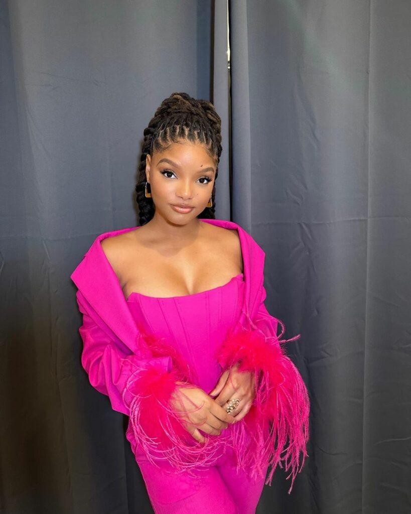 'The Little Mermaid' Star Halle Bailey Looks 'Pretty In Pink'