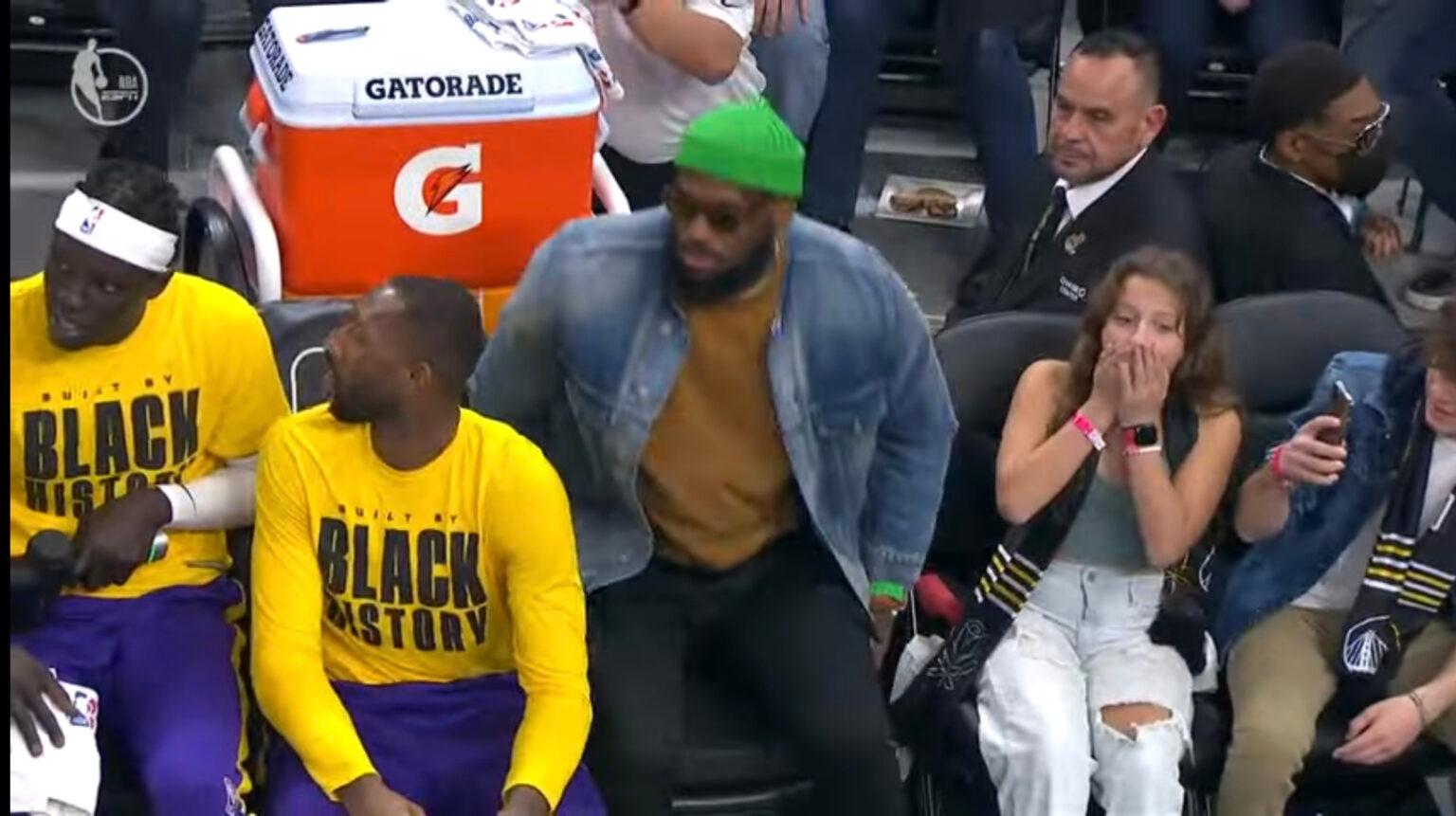 Young Fan Shocked Sitting Next To LeBron James Courtside