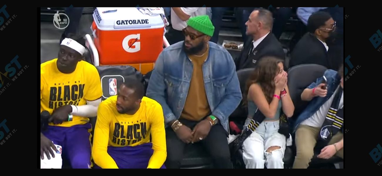 LeBron James courtside at LA Lakers game