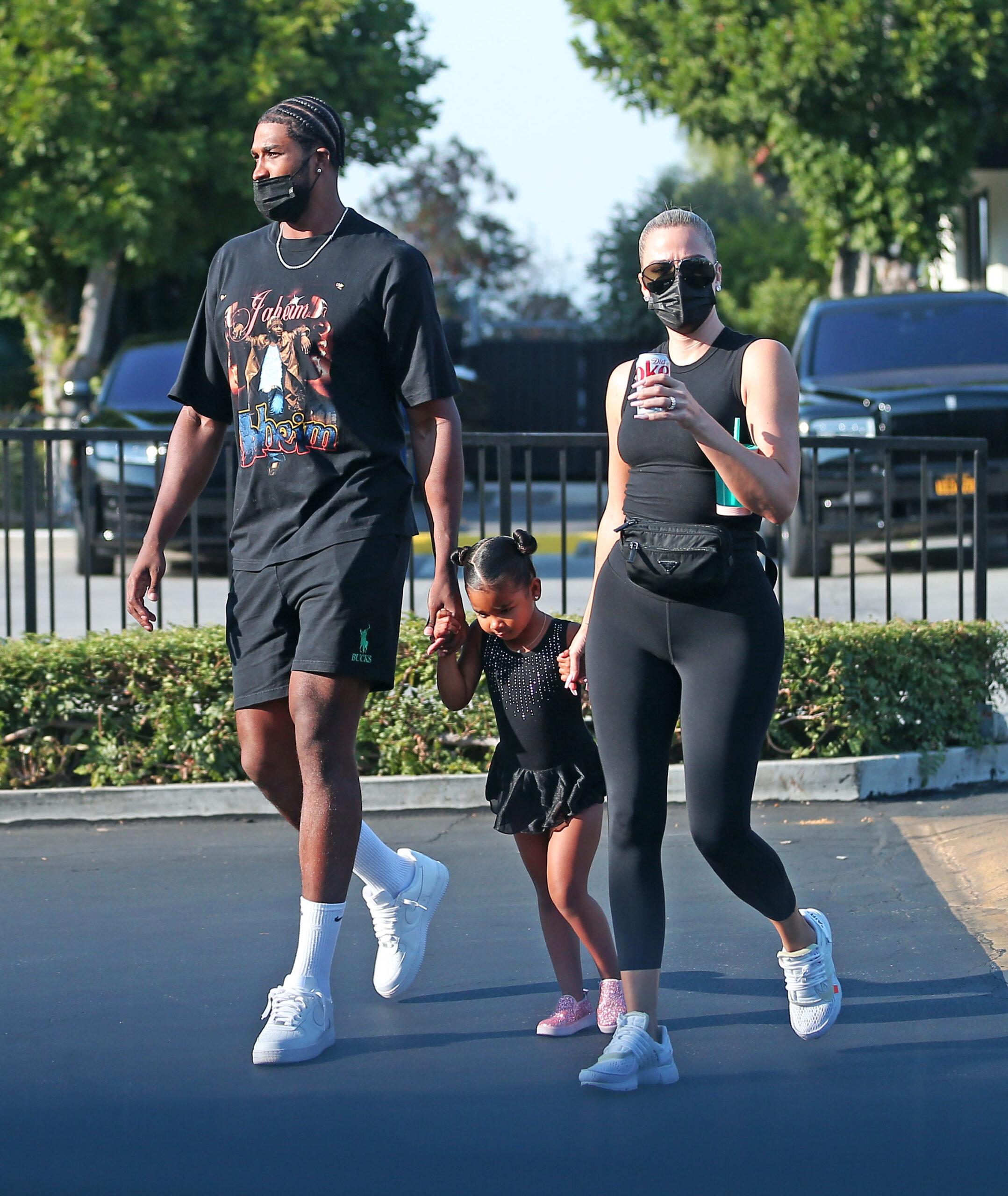 Khloe Kardashian and Tristan Thompson take their daughter True to her dance class