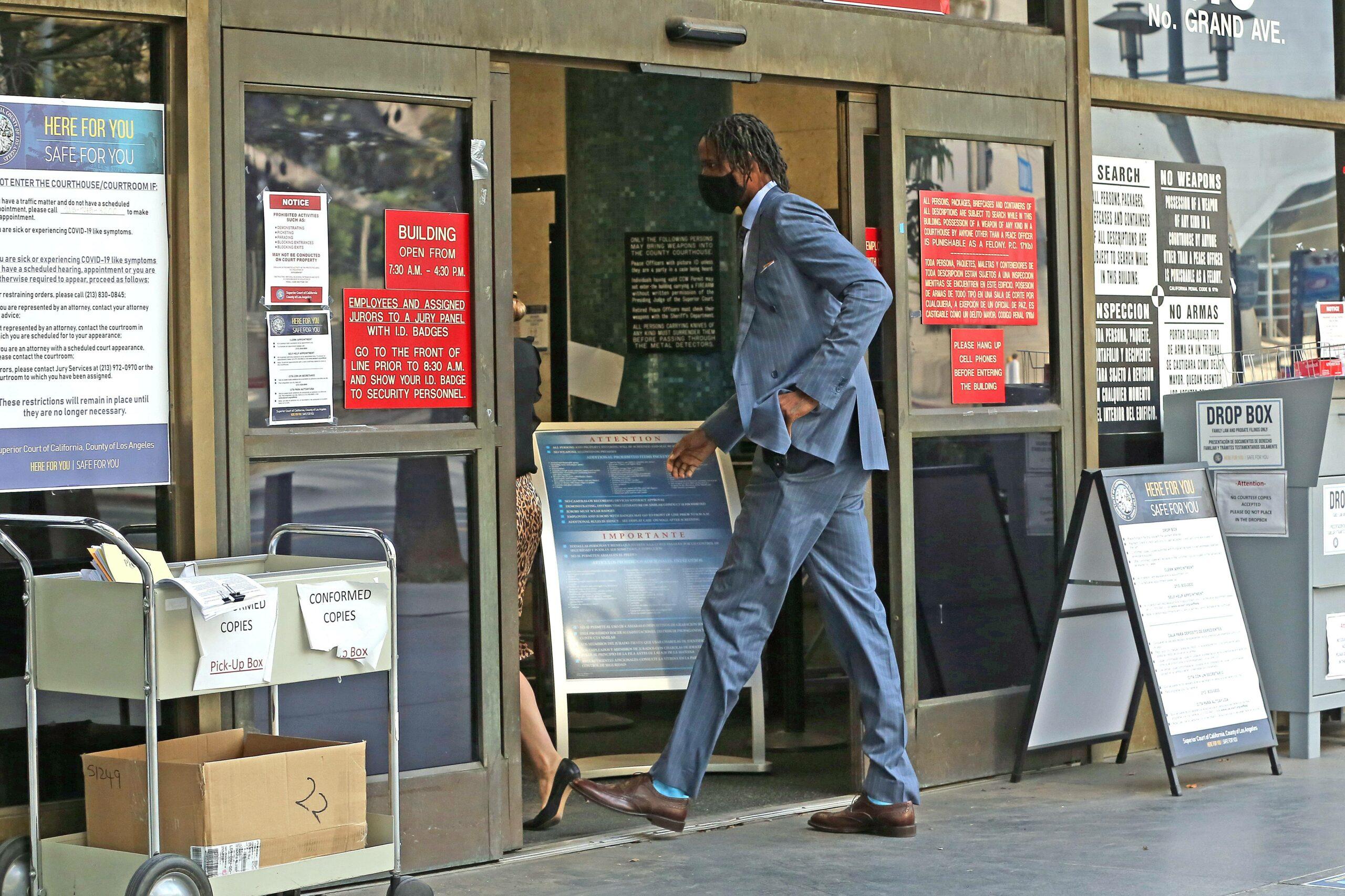 NBA player Trevor Ariza seen arriving at court